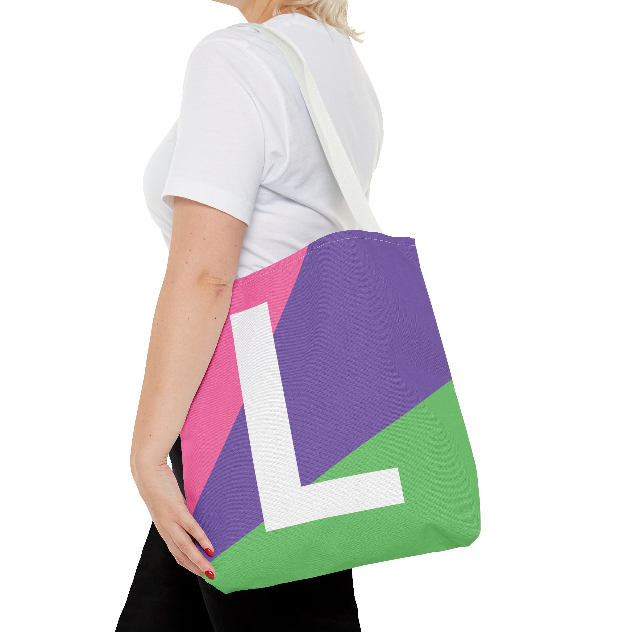 Monogram 'L' Colorblock Tote Bag — Personalized Initial L Shoulder Tote
