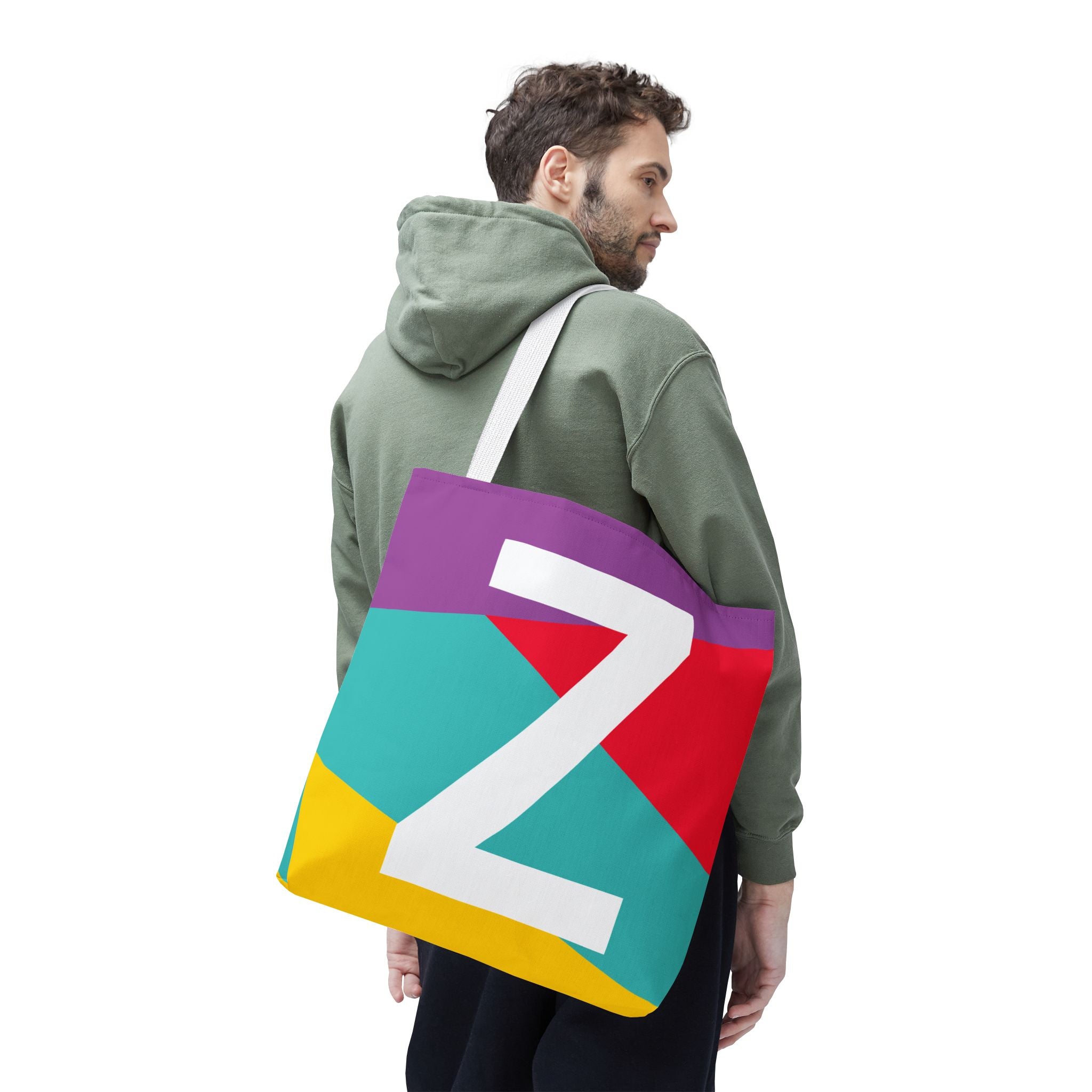 Monogram 'Z' Colorblock Tote Bag — Personalized Initial Z Shoulder Tote