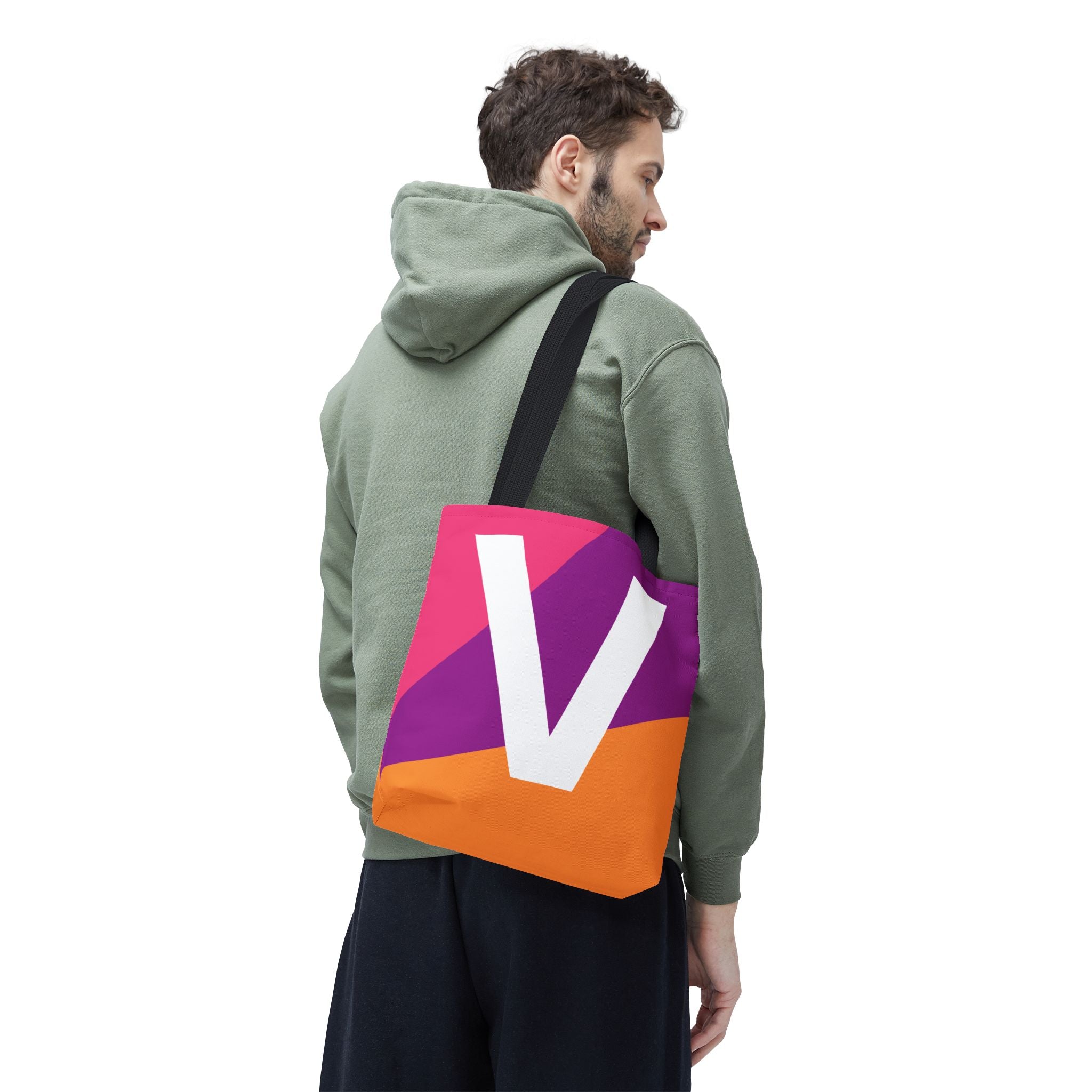 Monogram 'V' Colorblock Tote Bag — Personalized Initial V Shoulder Tote