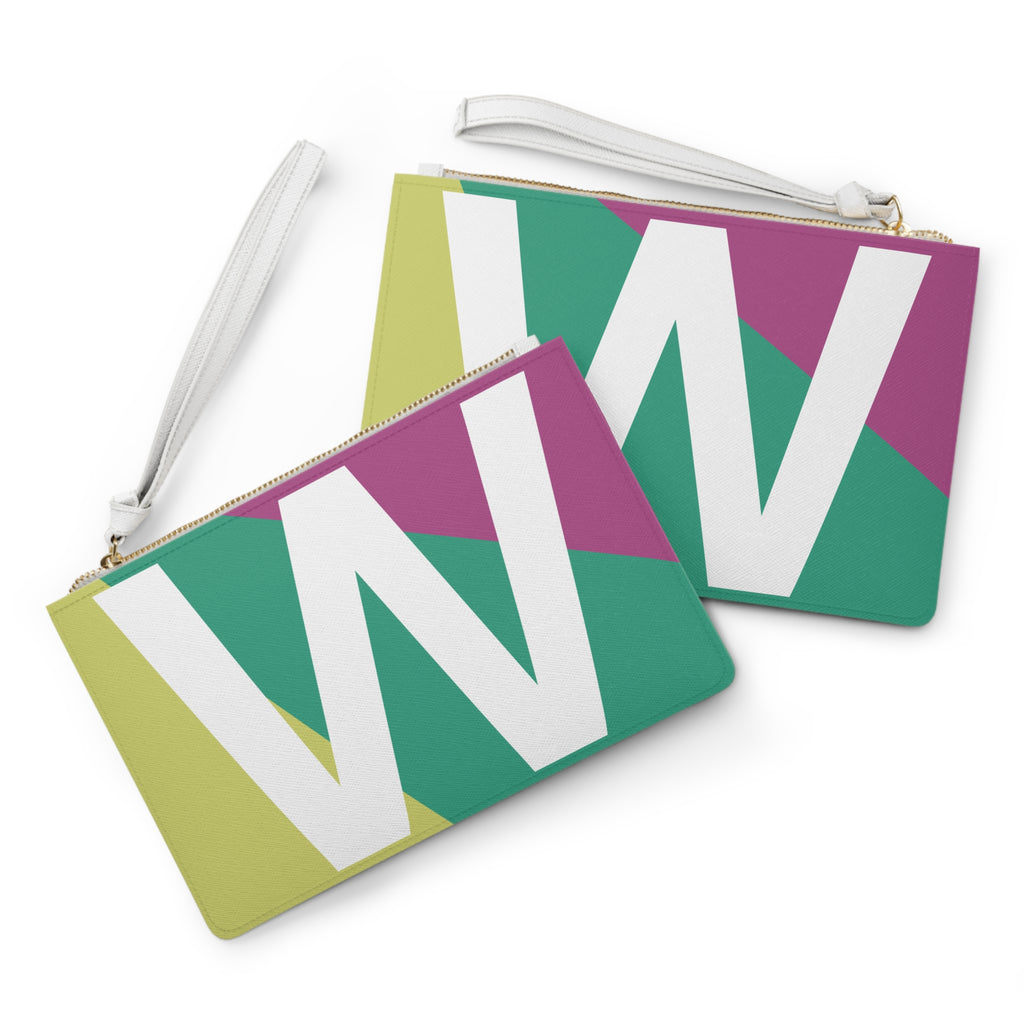 Monogram 'W' Colorblock Clutch Bag — Bold Geometric Wristlet for Everyday & Gifts