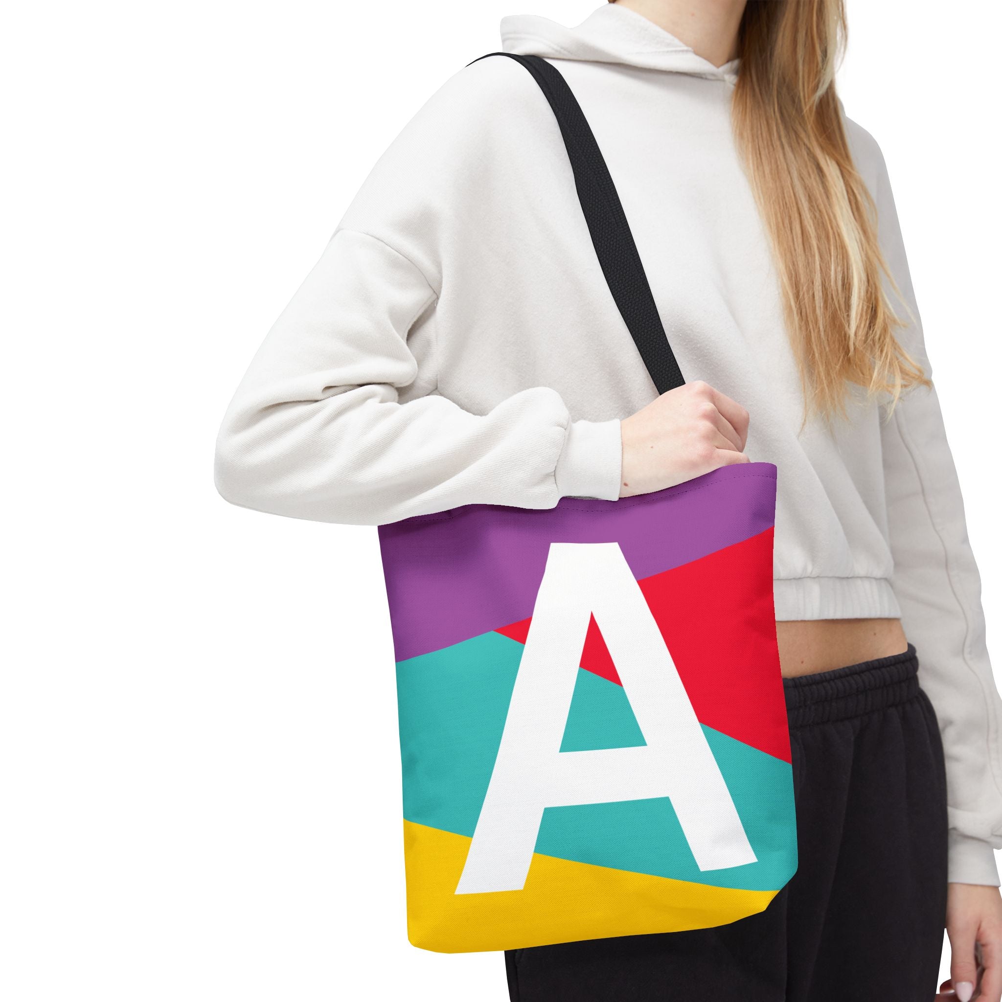 Monogram 'A' Colorblock Tote Bag — Personalized Initial A Shoulder Tote