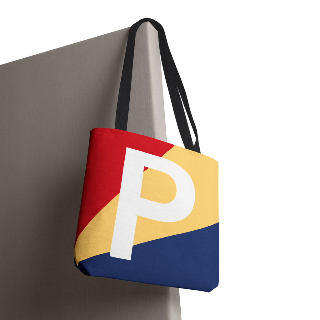 Monogram 'P' Colorblock Tote Bag — Personalized Initial P Shoulder Tote