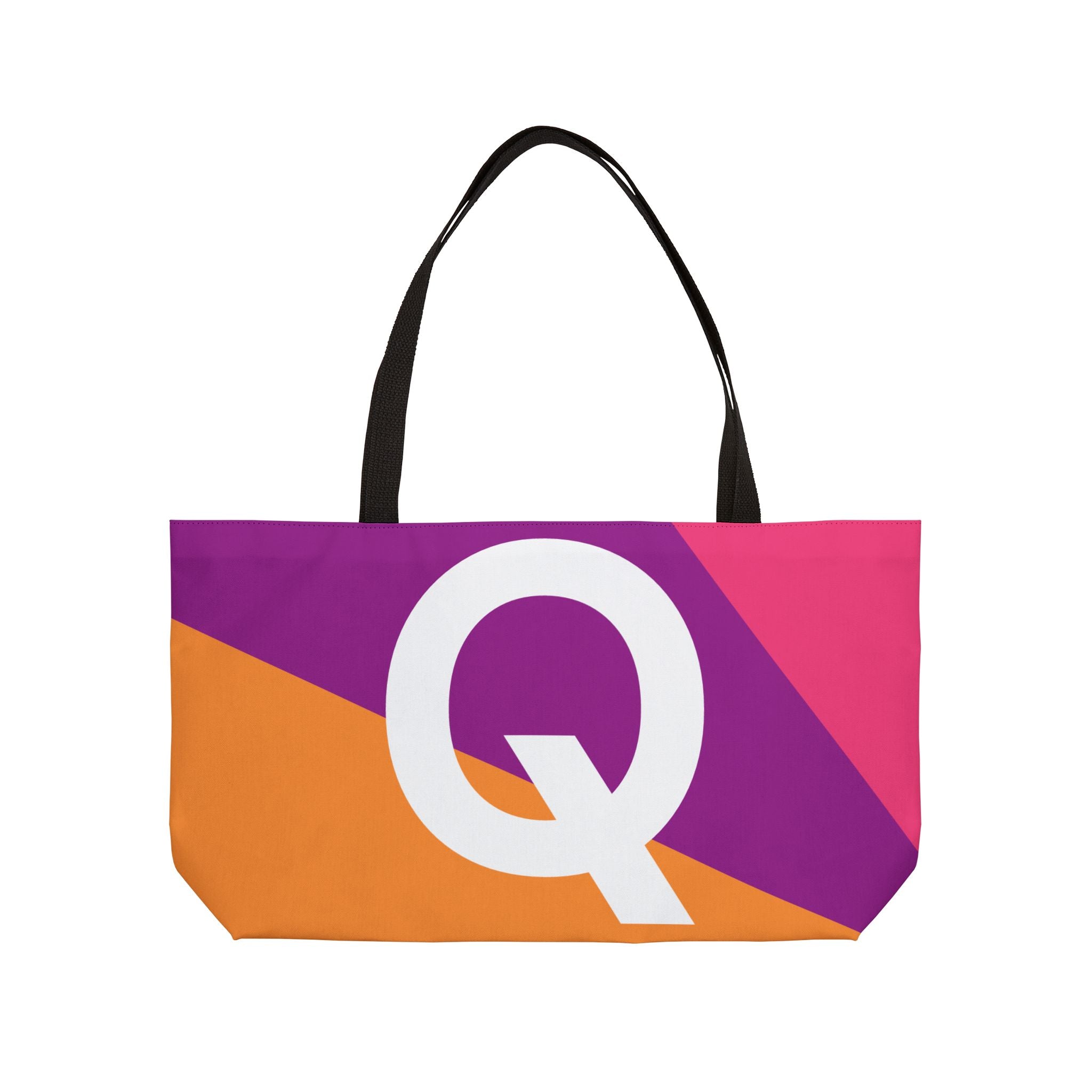 Personalized 'Q' Colorblock Tote Bag — Monogram Weekender Tote