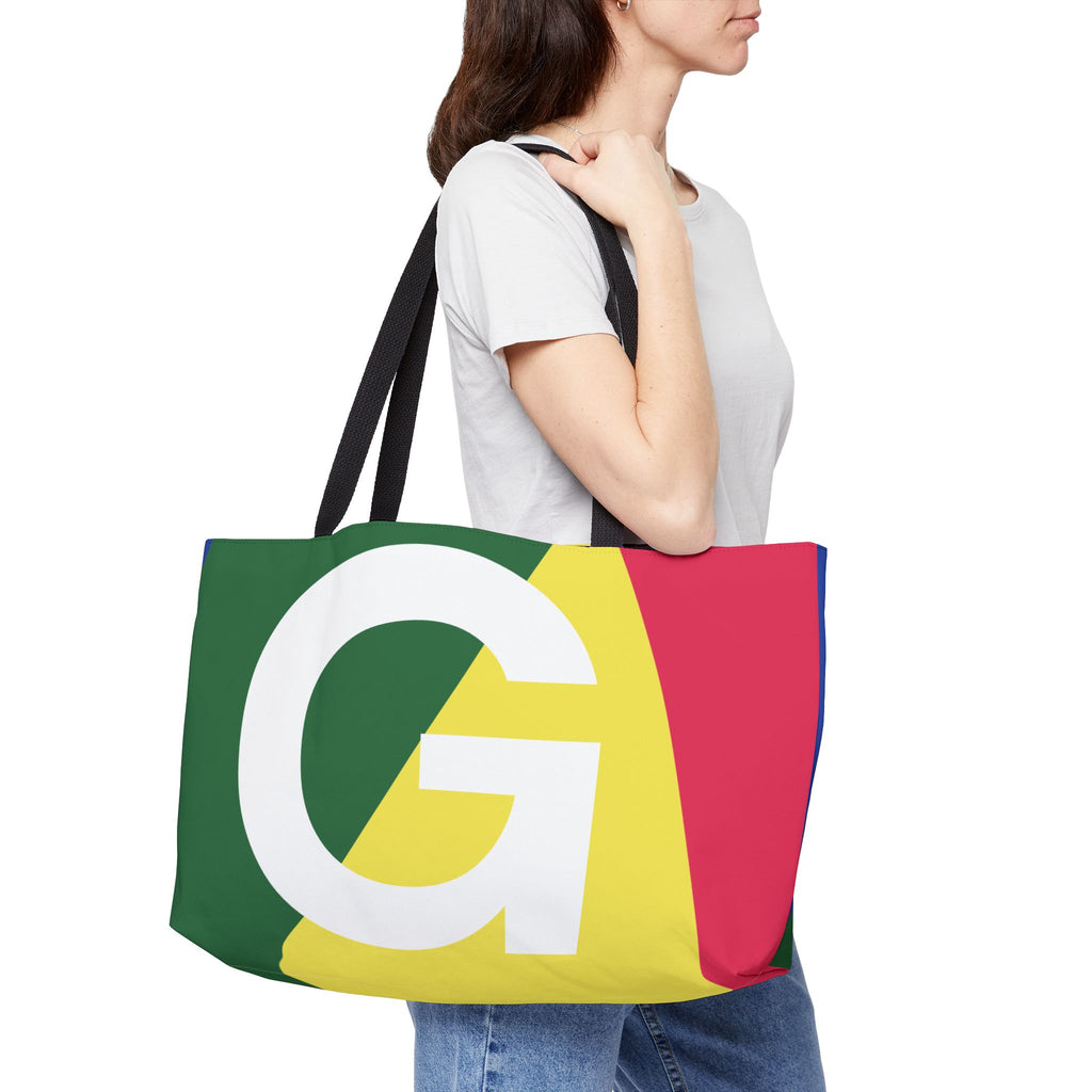 Personalized 'G' Colorblock Tote Bag — Monogram Weekender Tote