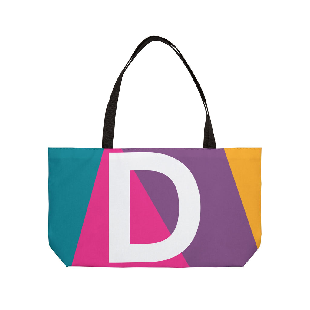 Personalized 'D' Colorblock Tote Bag — Monogram Weekender Tote