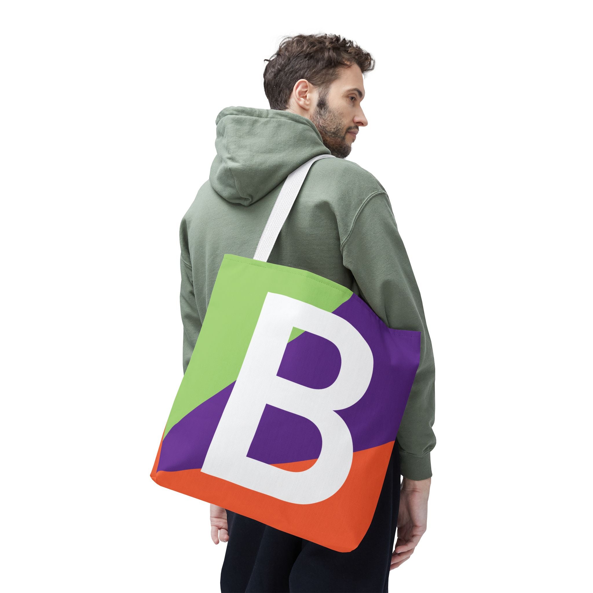 Monogram 'B' Colorblock Tote Bag — Personalized Initial B Shoulder Tote