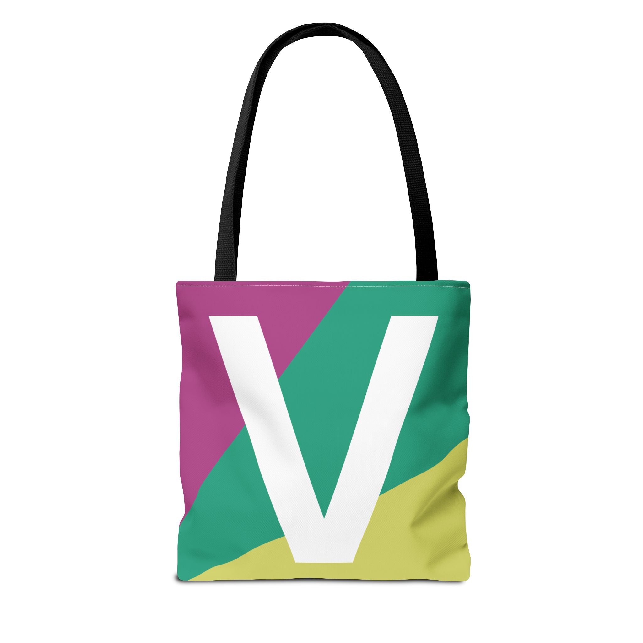 Monogram 'V' Colorblock Tote Bag — Personalized Initial V Shoulder Tote