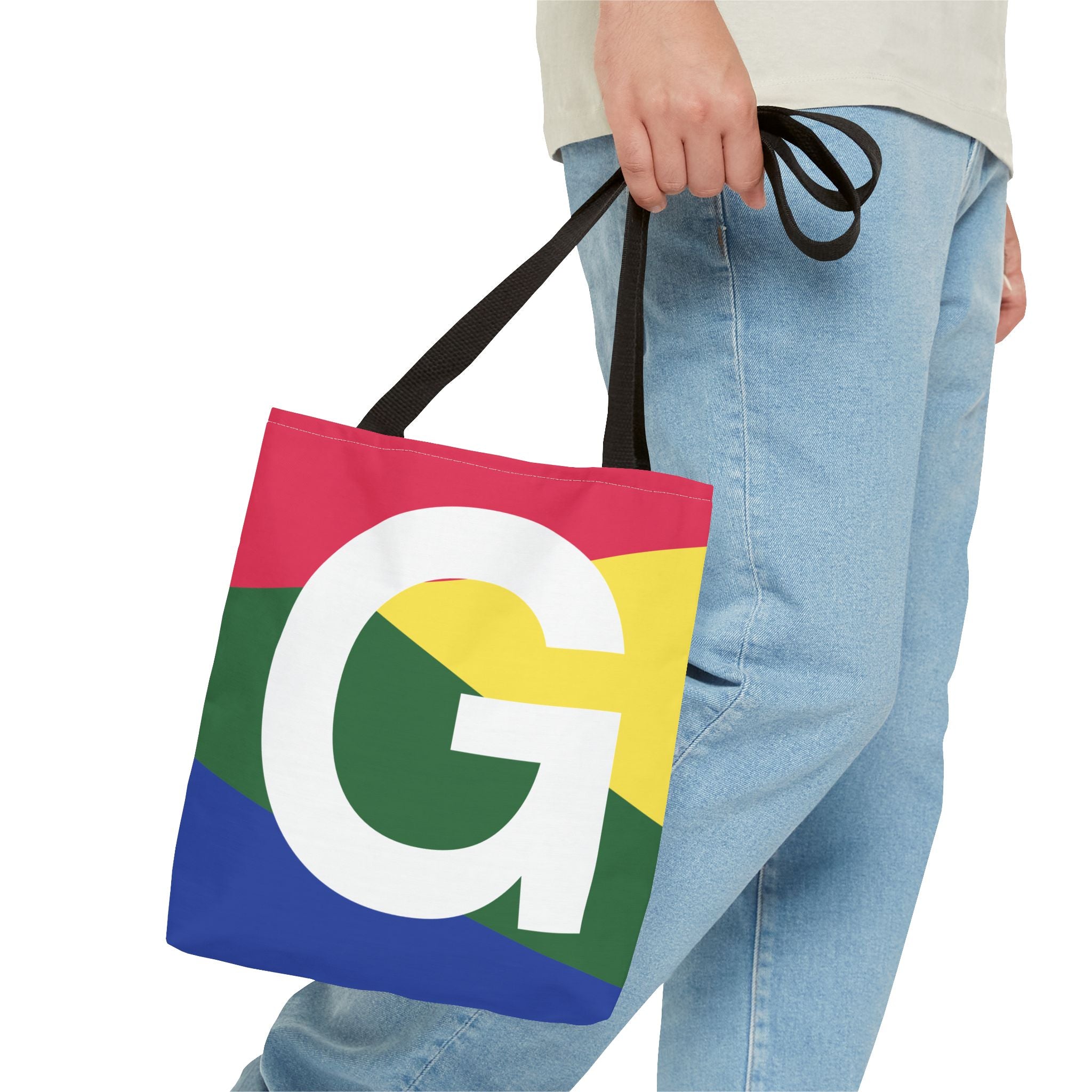 Monogram 'G' Colorblock Tote Bag — Personalized Initial G Shoulder Tote