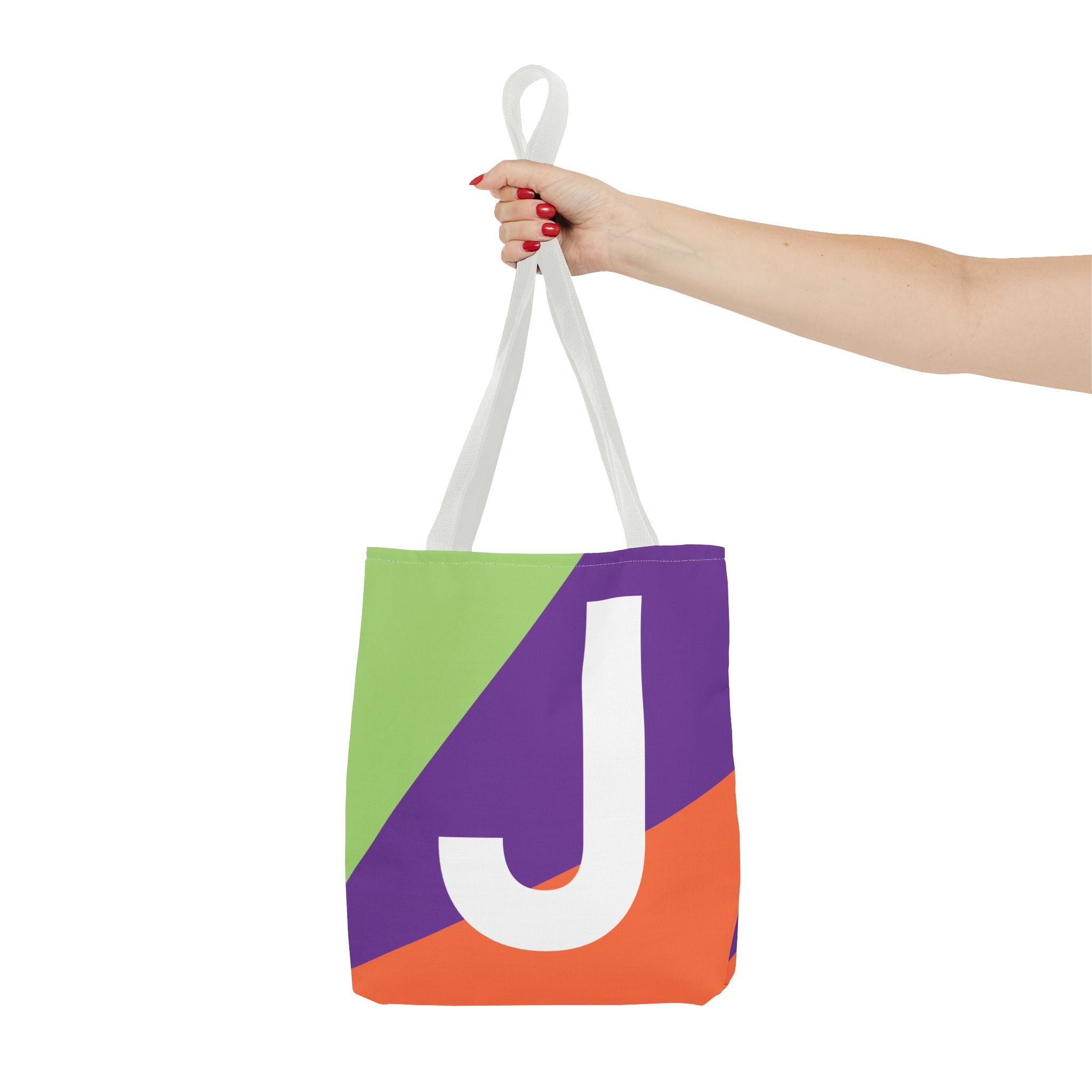 Monogram 'J' Colorblock Tote Bag — Personalized Initial J Shoulder Tote