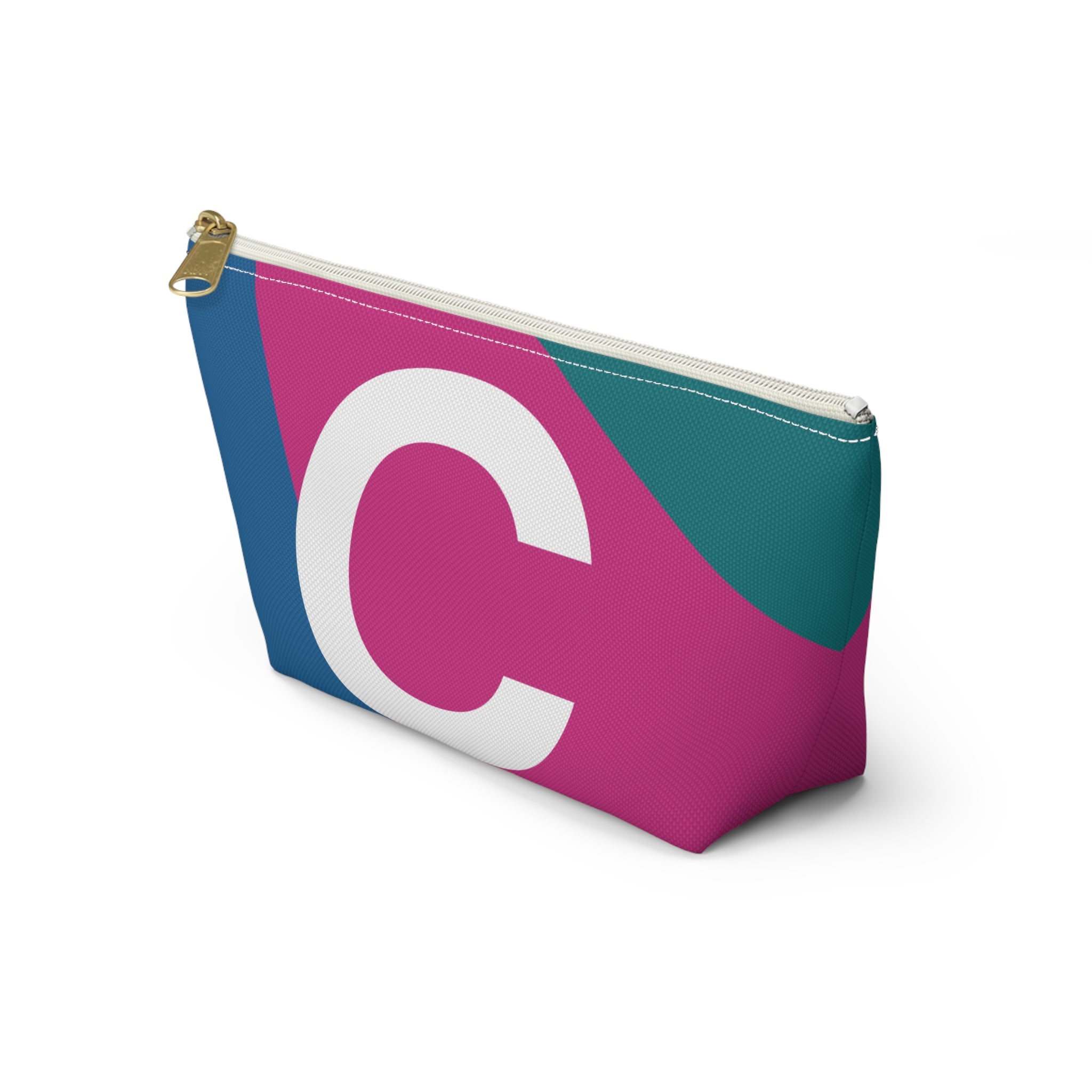 Initials Colorblock Accessory Pouch — Monogram C T-Bottom Cosmetic Bag