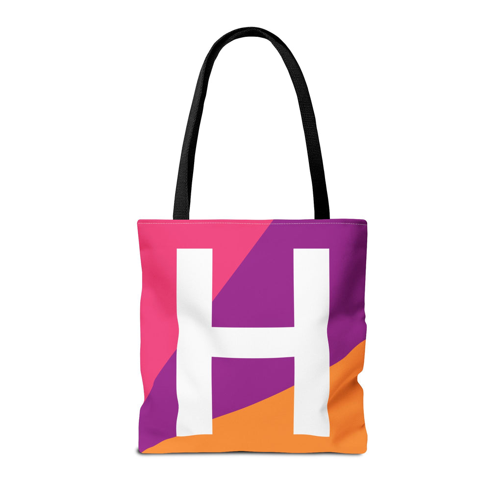 Monogram 'H' Colorblock Tote Bag — Personalized Initial H Shoulder Tote
