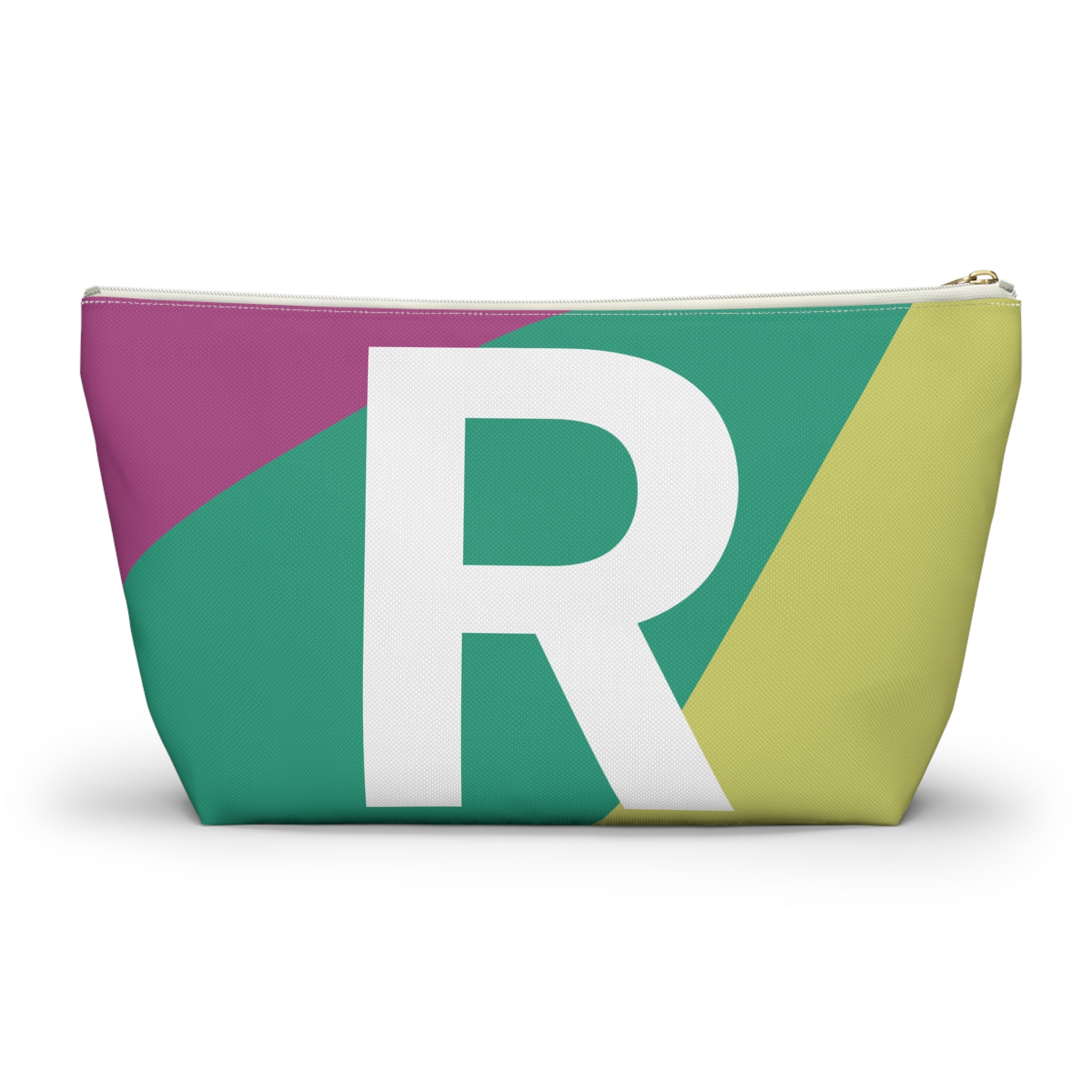 Initials Colorblock Accessory Pouch — Monogram R T-Bottom Cosmetic Bag