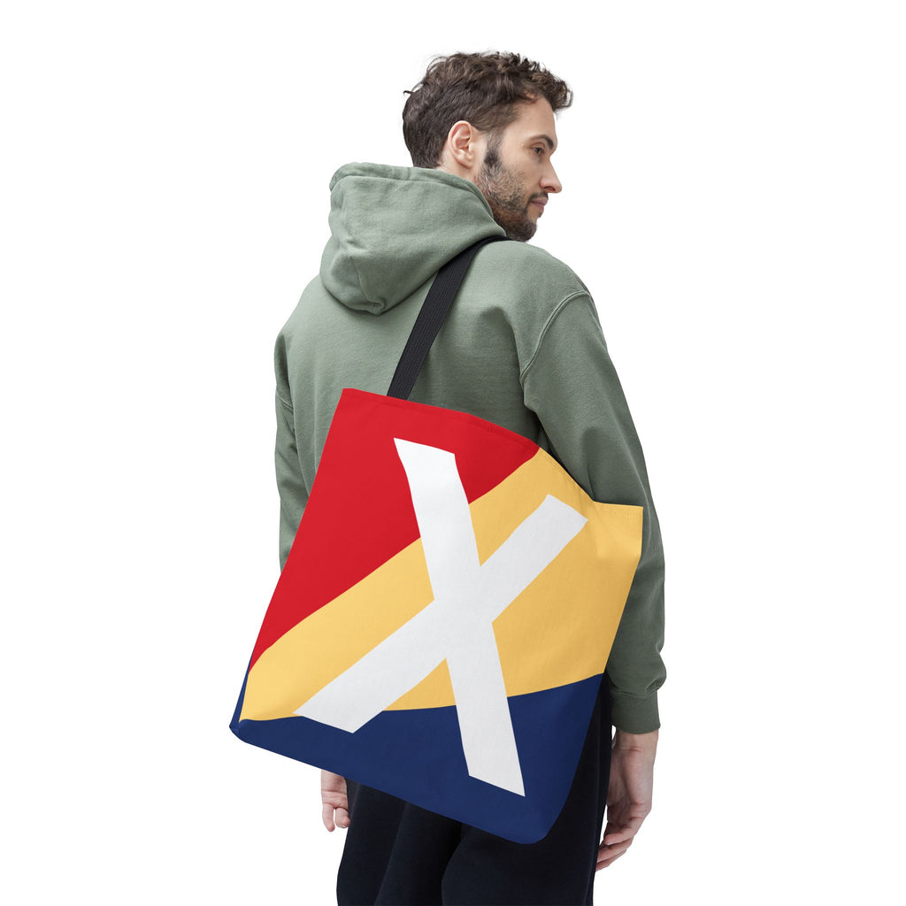Monogram 'X' Colorblock Tote Bag — Personalized Initial X Shoulder Tote