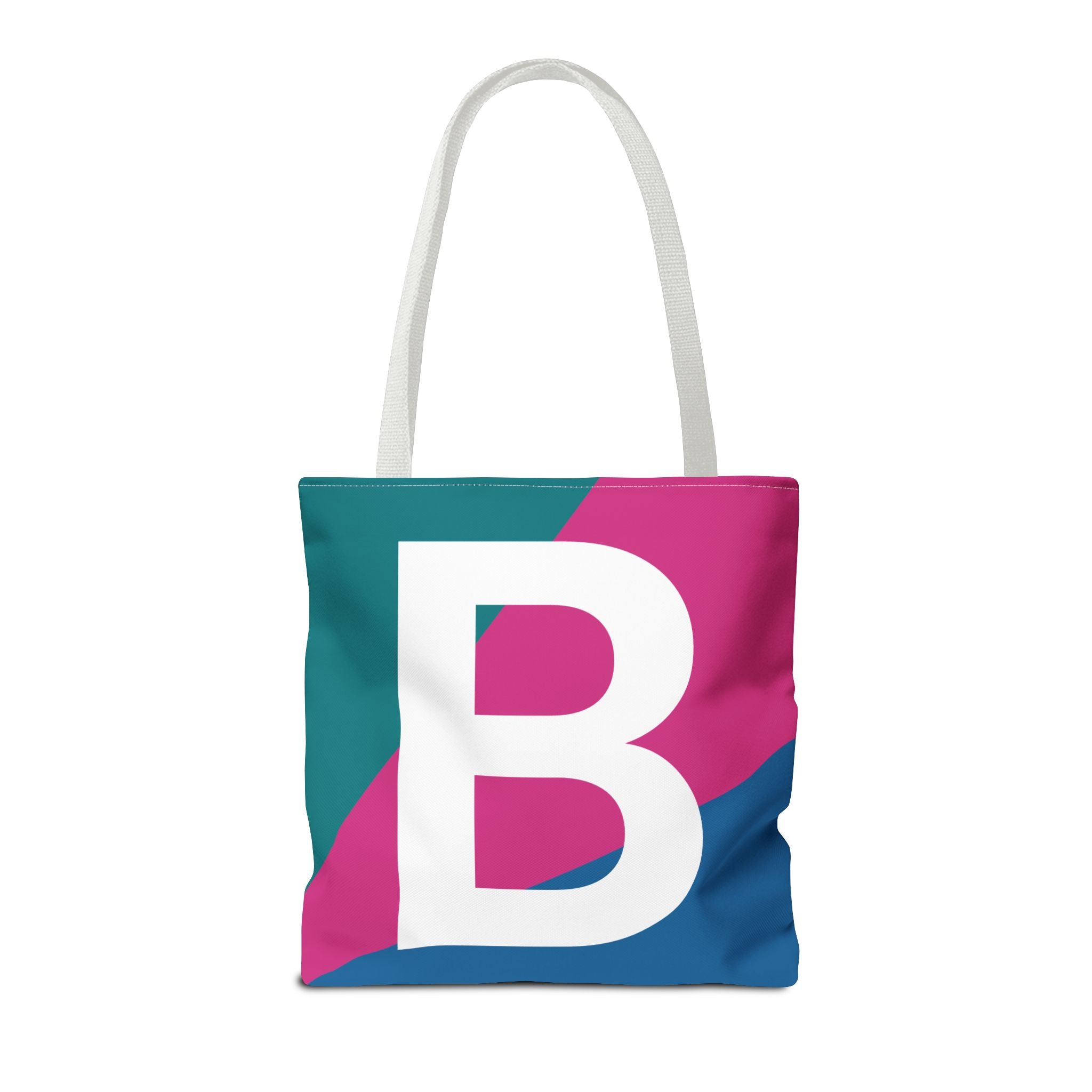 Monogram 'B' Colorblock Tote Bag — Personalized Initial B Shoulder Tote