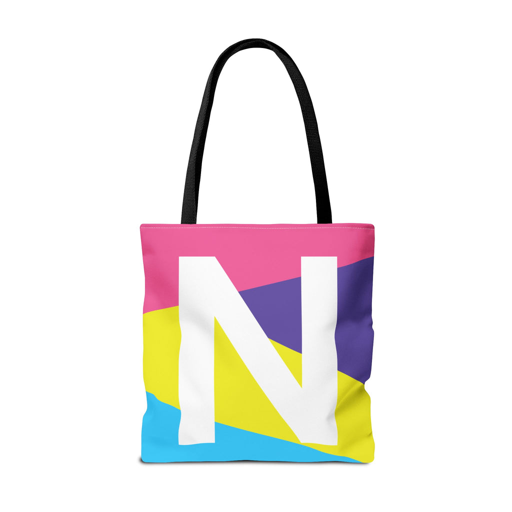 Monogram 'N' Colorblock Tote Bag — Personalized Initial N Shoulder Tote