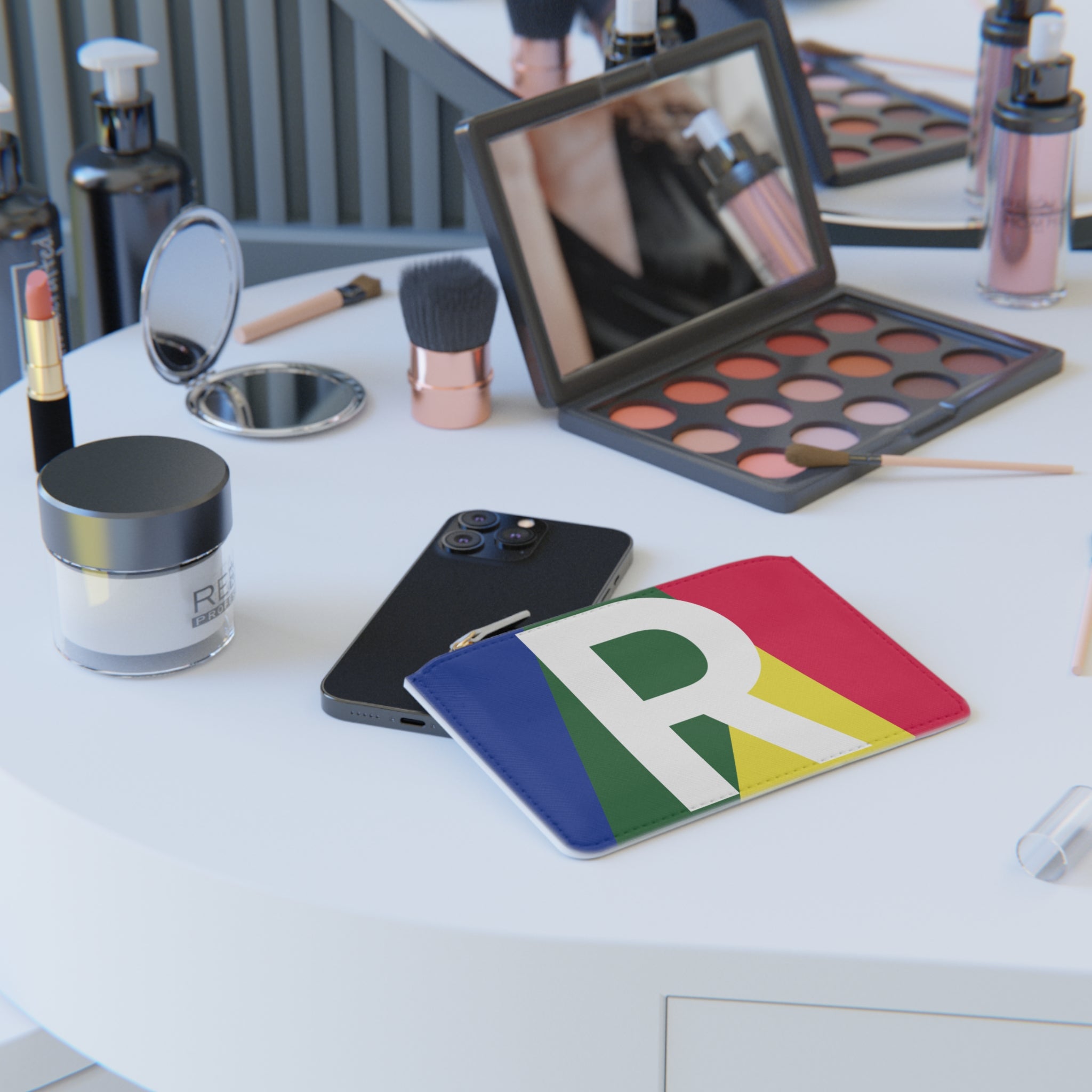 Initial R Mini Clutch — Colorblock Monogram Wristlet Wallet