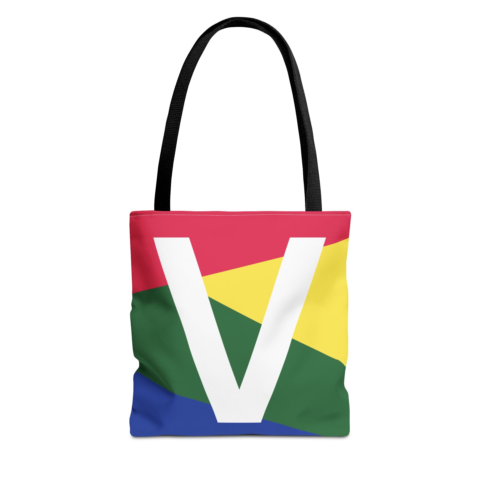 Monogram 'V' Colorblock Tote Bag — Personalized Initial V Shoulder Tote