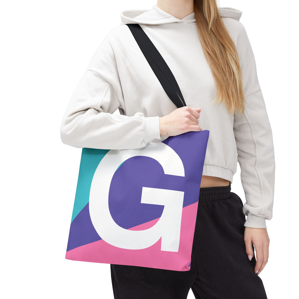 Monogram 'G' Colorblock Tote Bag — Personalized Initial G Shoulder Tote