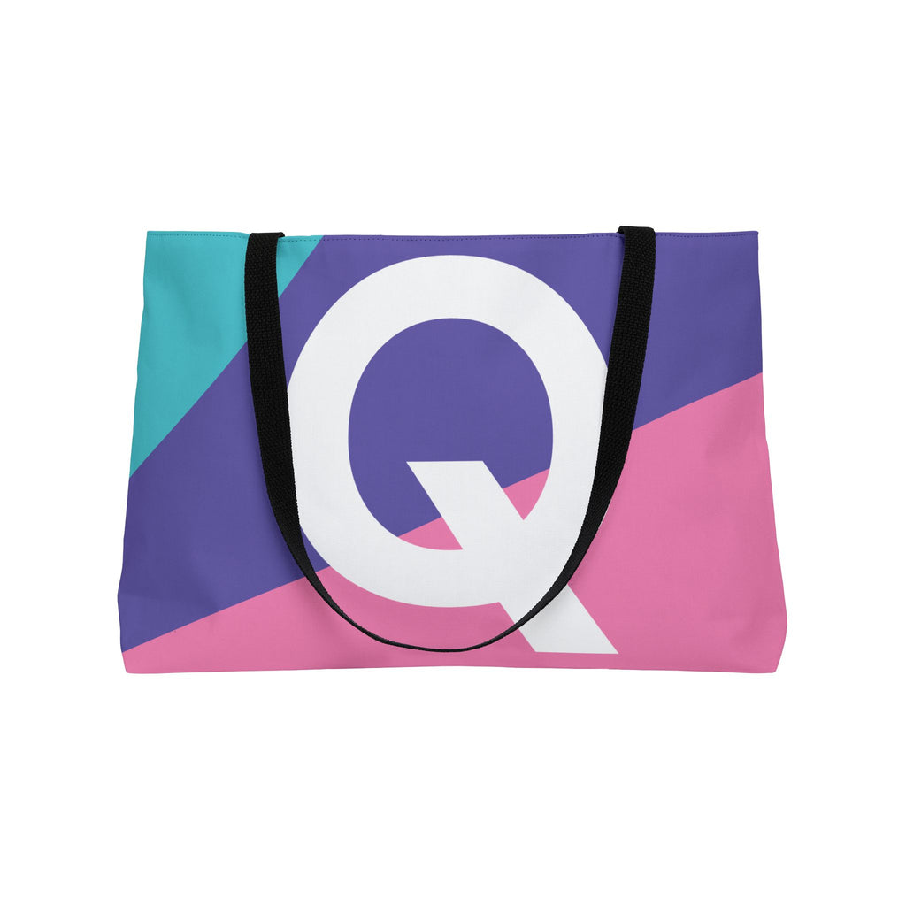 Personalized 'Q' Colorblock Tote Bag — Monogram Weekender Tote