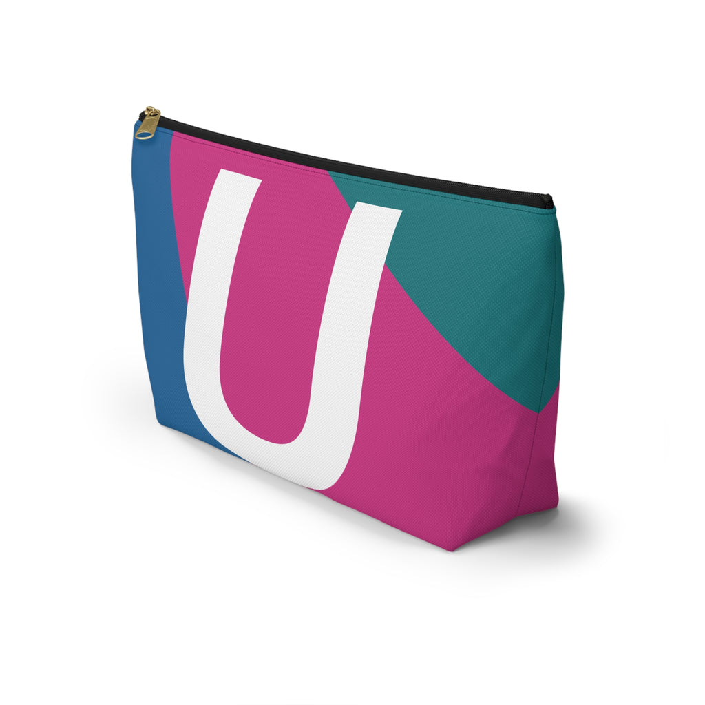 Initials Colorblock Accessory Pouch — Monogram U T-Bottom Cosmetic Bag