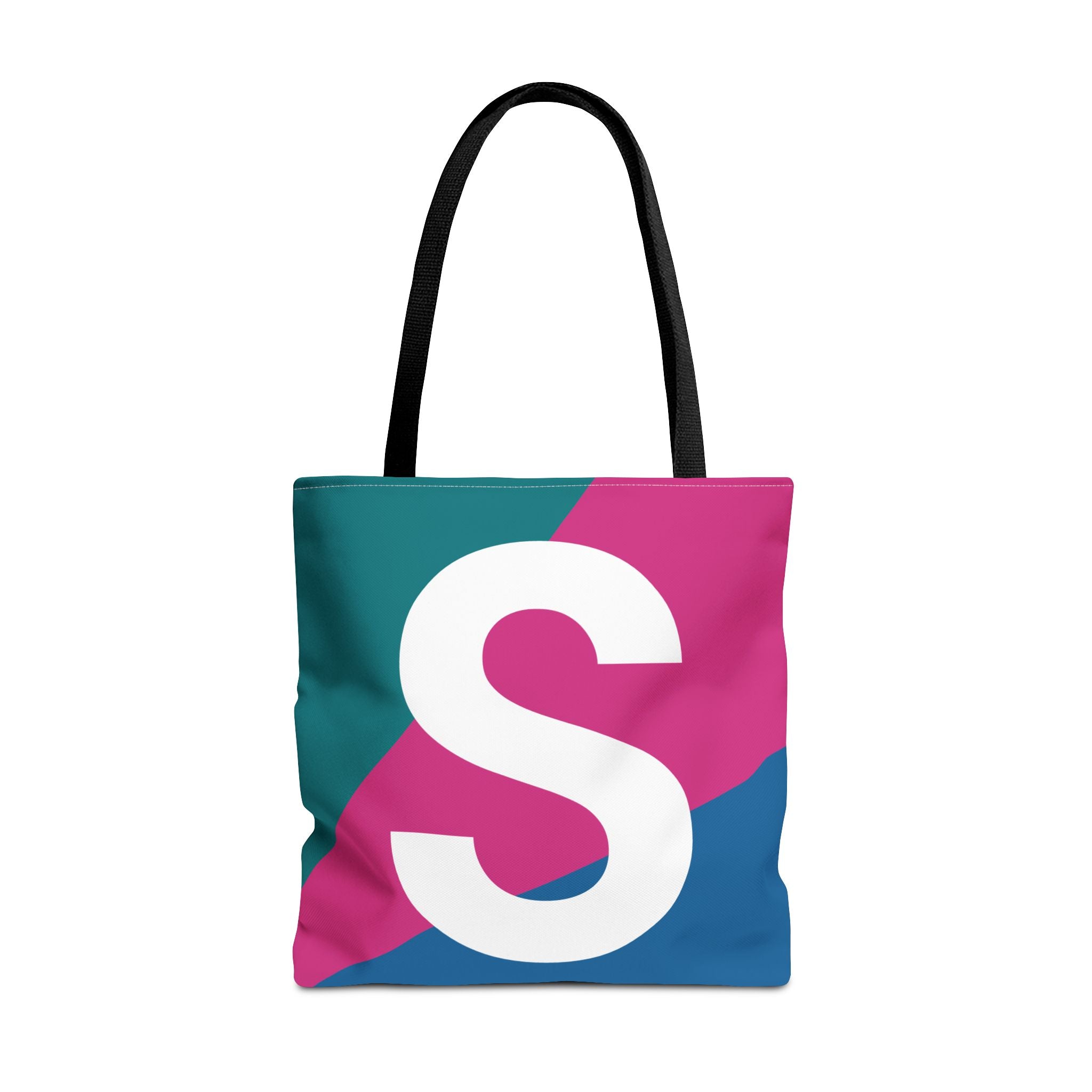 Monogram 'S' Colorblock Tote Bag — Personalized Initial S Shoulder Tote
