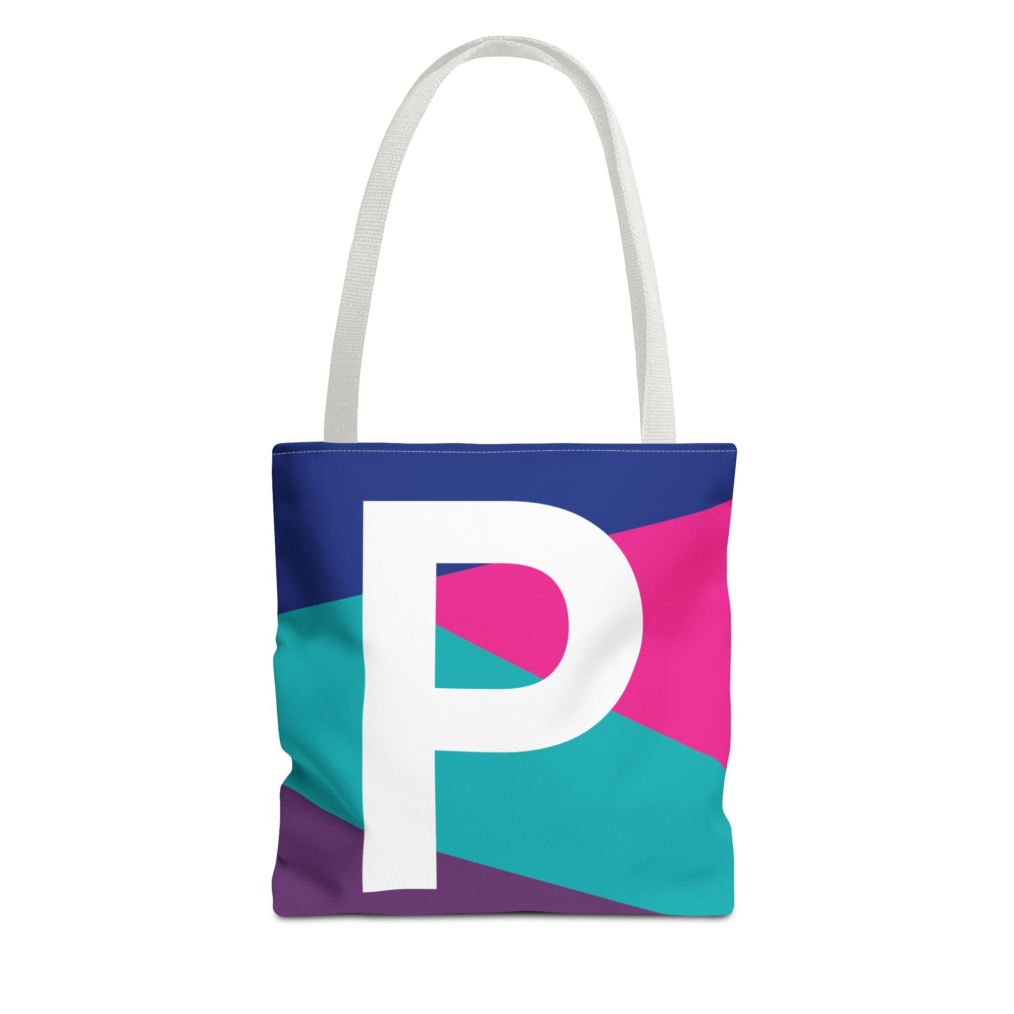 Monogram 'P' Colorblock Tote Bag — Personalized Initial P Shoulder Tote