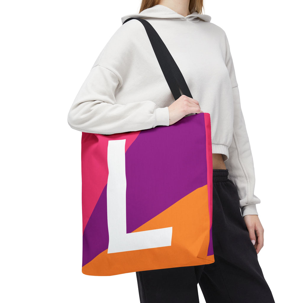 Monogram 'L' Colorblock Tote Bag — Personalized Initial L Shoulder Tote