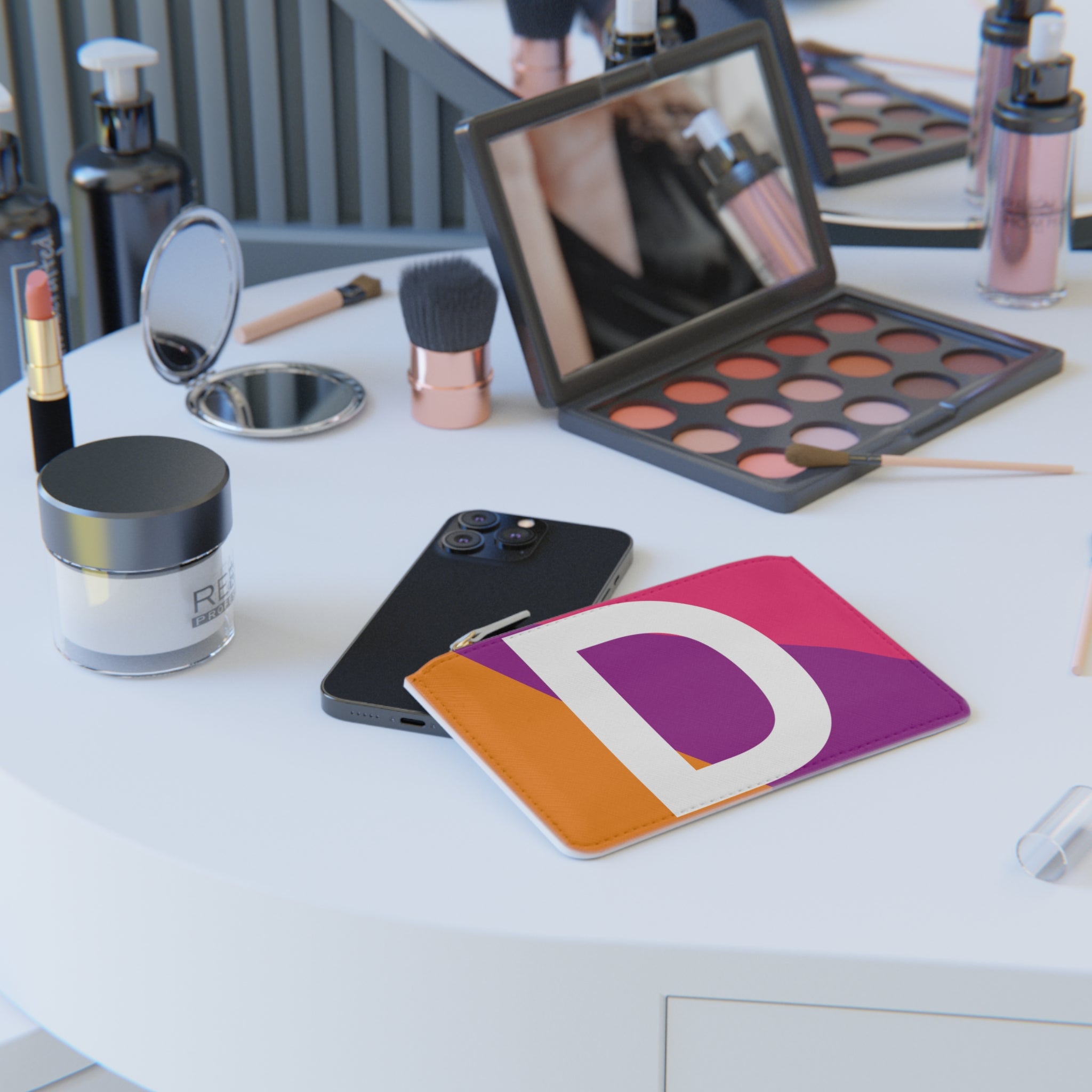 Initial D Mini Clutch — Colorblock Monogram Wristlet Wallet