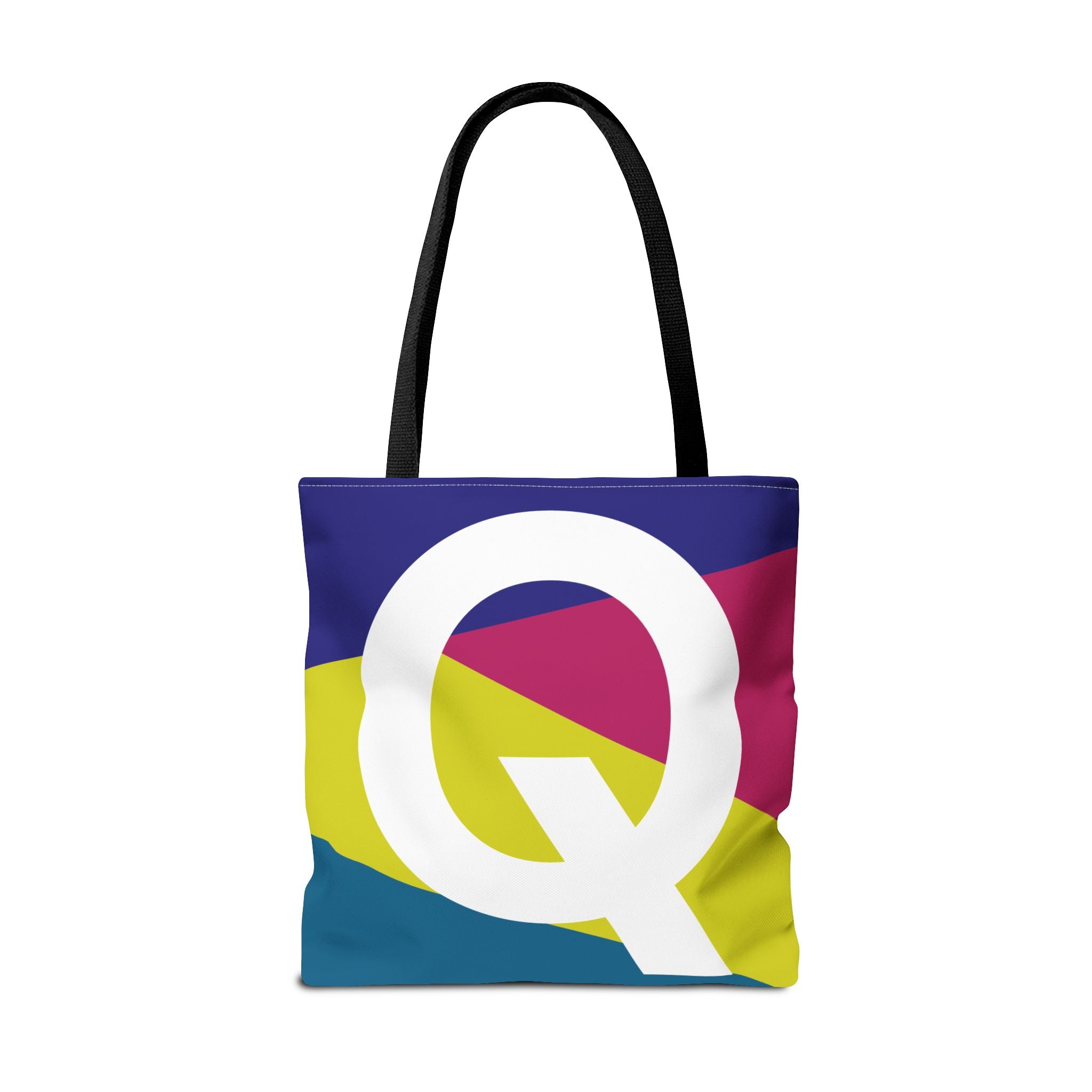Monogram 'Q' Colorblock Tote Bag — Personalized Initial Q Shoulder Tote