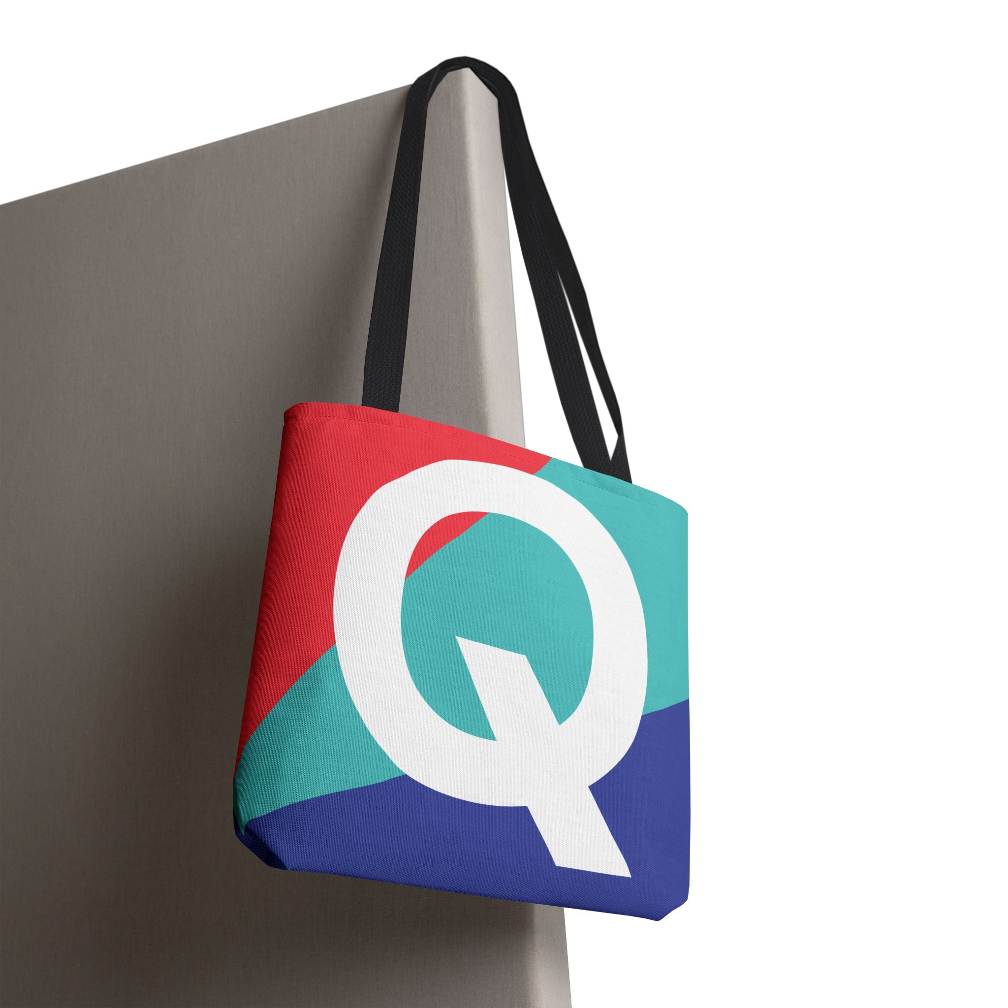 Monogram 'Q' Colorblock Tote Bag — Personalized Initial Q Shoulder Tote