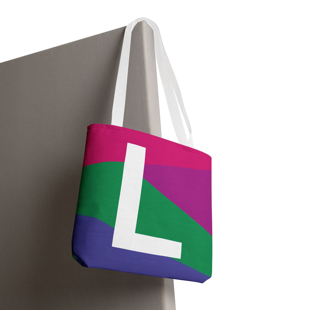 Monogram 'L' Colorblock Tote Bag — Personalized Initial L Shoulder Tote