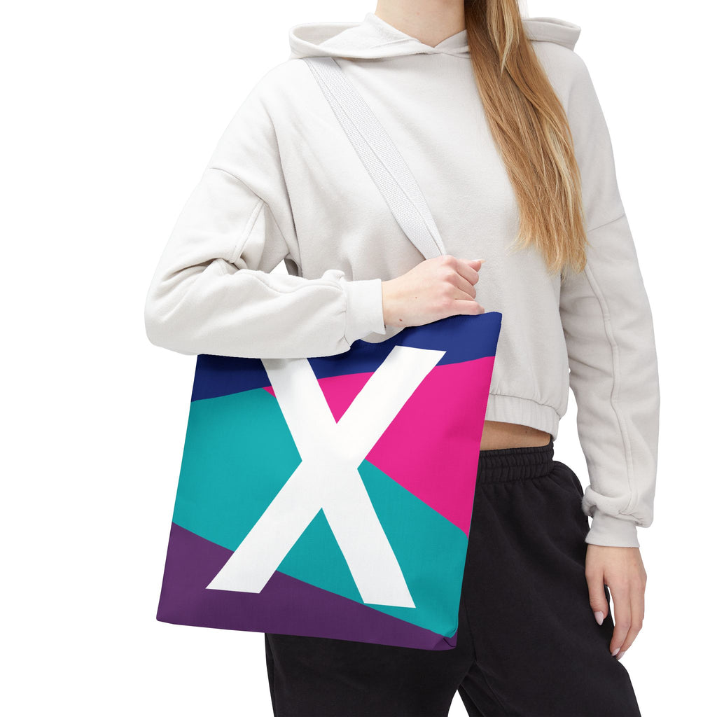 Monogram 'X' Colorblock Tote Bag — Personalized Initial X Shoulder Tote