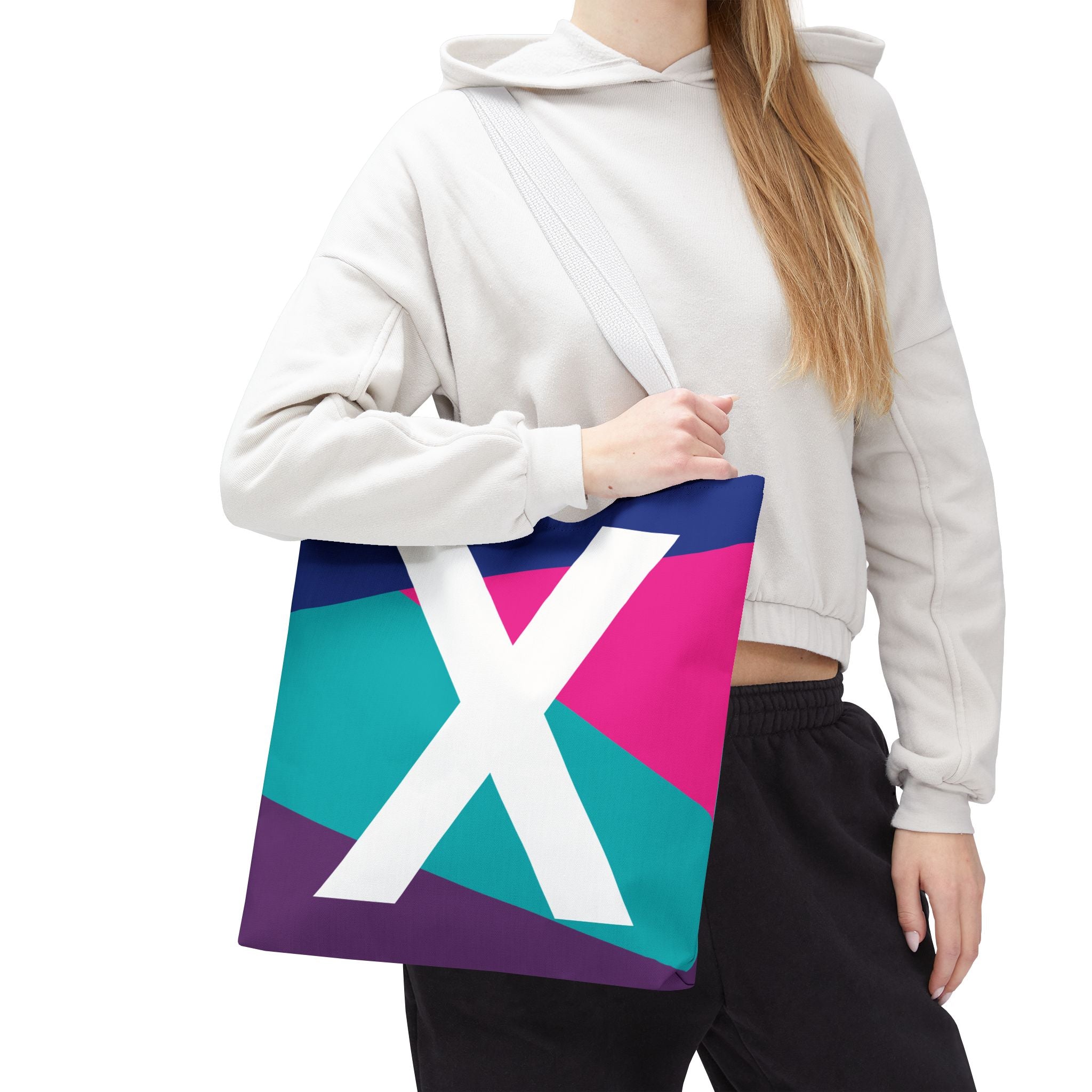 Monogram 'X' Colorblock Tote Bag — Personalized Initial X Shoulder Tote
