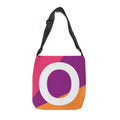 Initial Letter 'O' Colorblock Adjustable Tote Bag — Monogram Alphabet Shoulder Bag