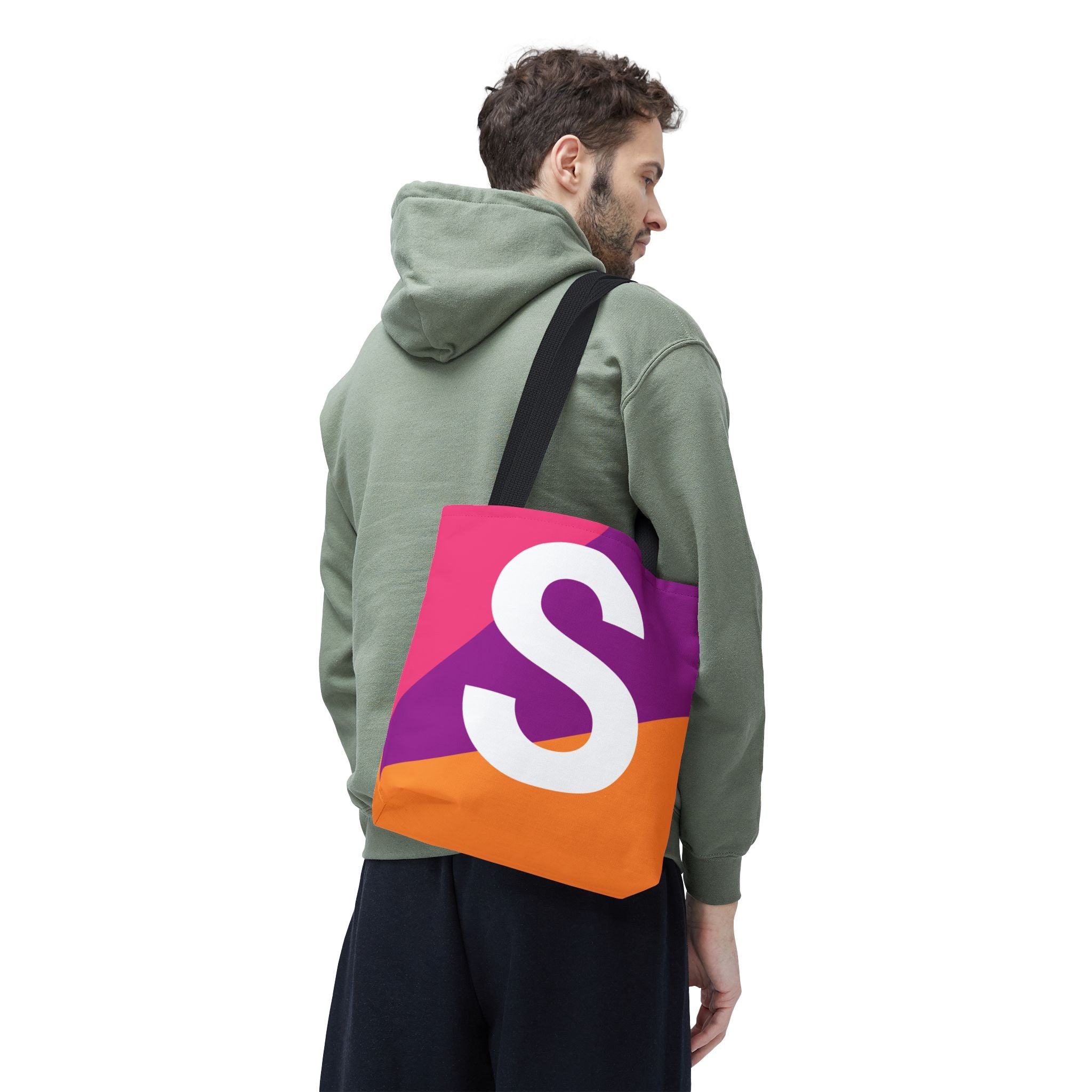 Monogram 'S' Colorblock Tote Bag — Personalized Initial S Shoulder Tote