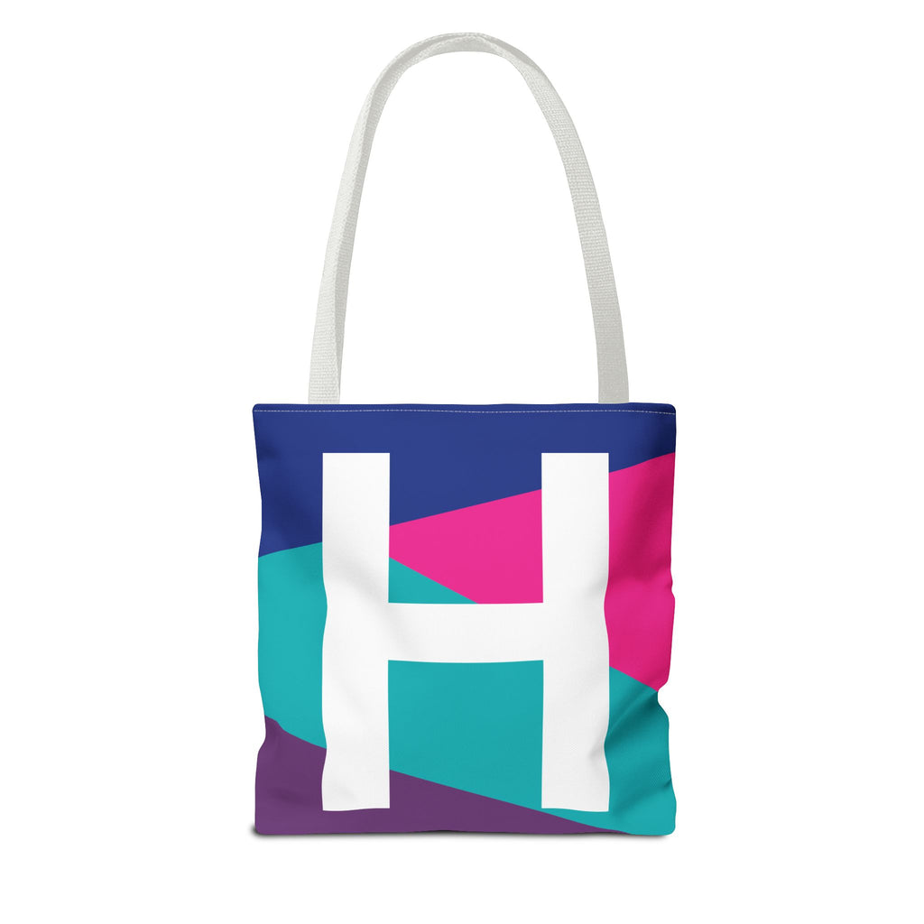 Monogram 'H' Colorblock Tote Bag — Personalized Initial H Shoulder Tote