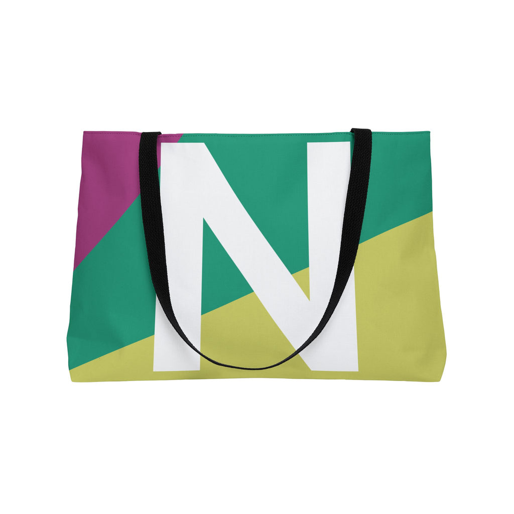 Personalized 'N' Colorblock Tote Bag — Monogram Weekender Tote