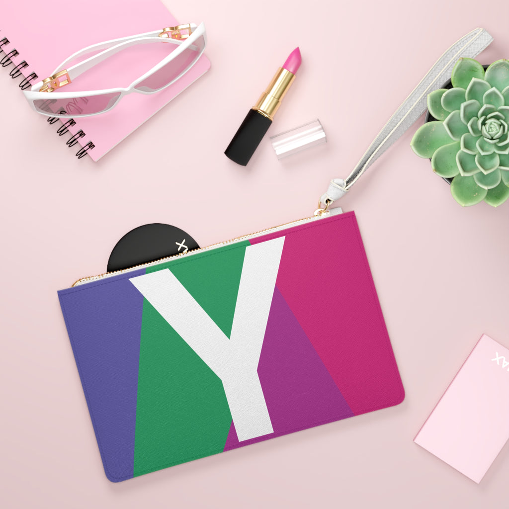 Monogram 'Y' Colorblock Clutch Bag — Bold Geometric Wristlet for Everyday & Gifts