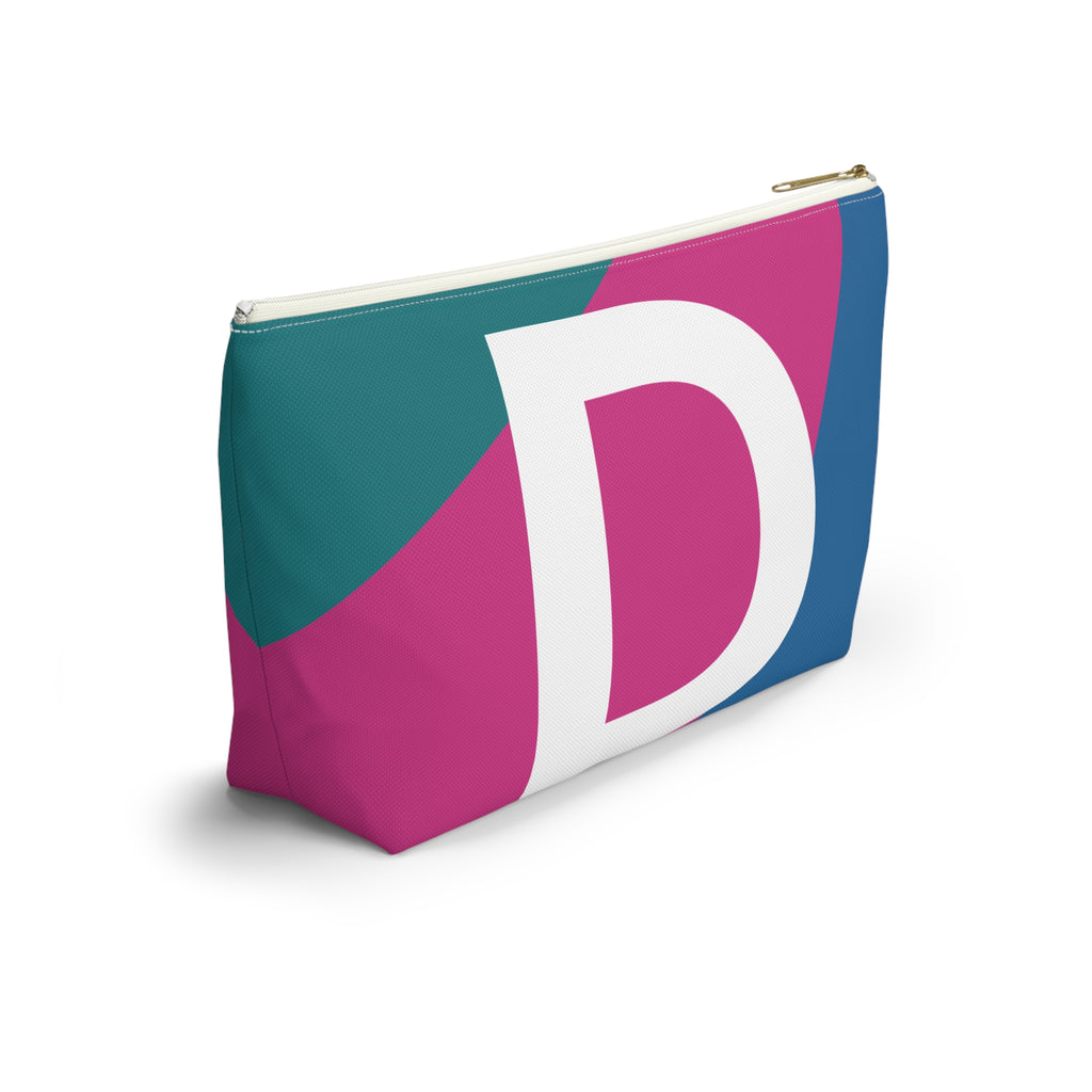 Initials Colorblock Accessory Pouch — Monogram D T-Bottom Cosmetic Bag