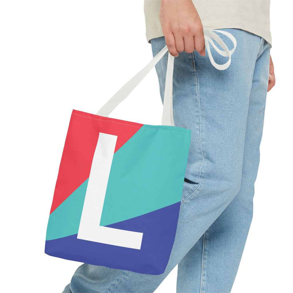 Monogram 'L' Colorblock Tote Bag — Personalized Initial L Shoulder Tote