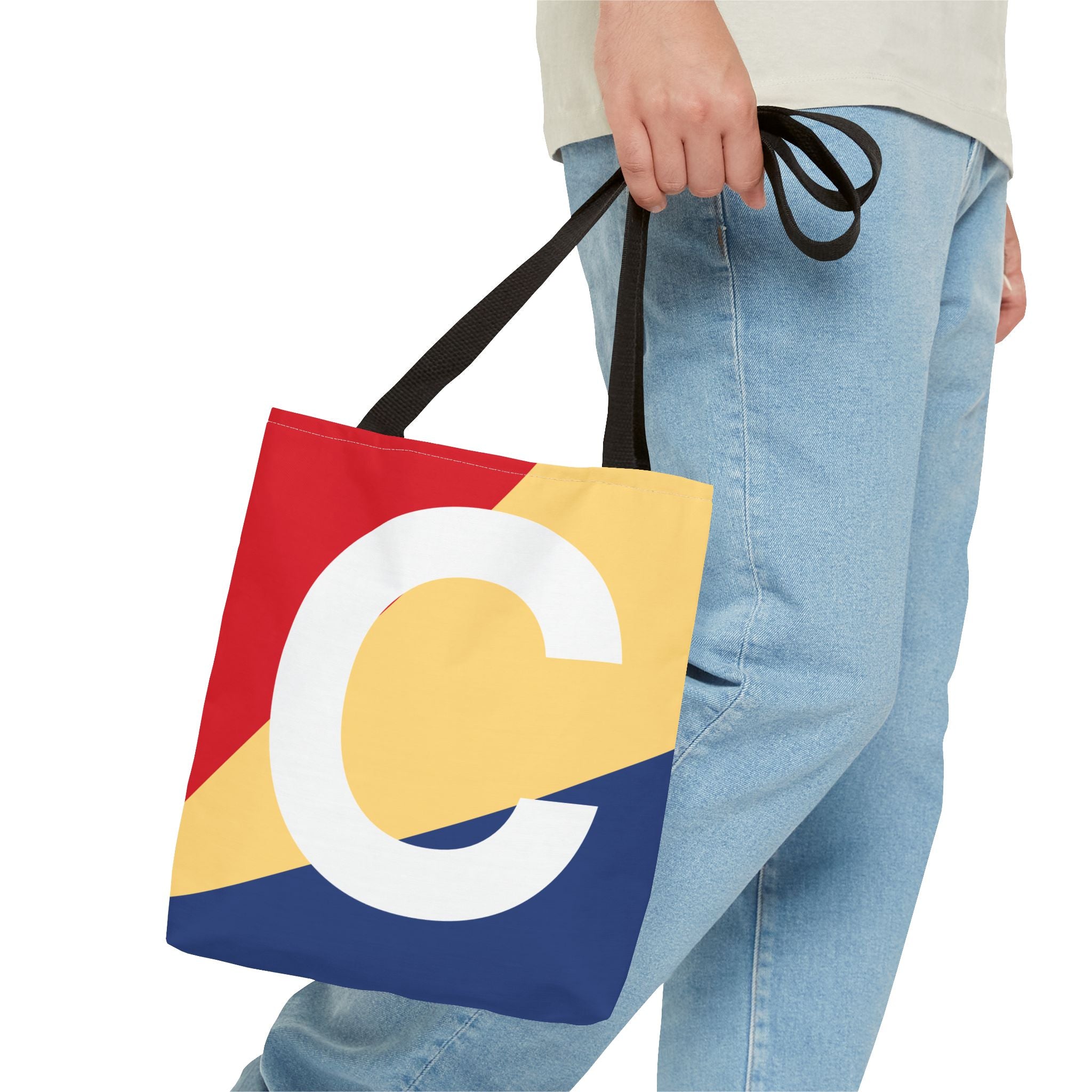 Monogram 'C' Colorblock Tote Bag — Personalized Initial C Shoulder Tote