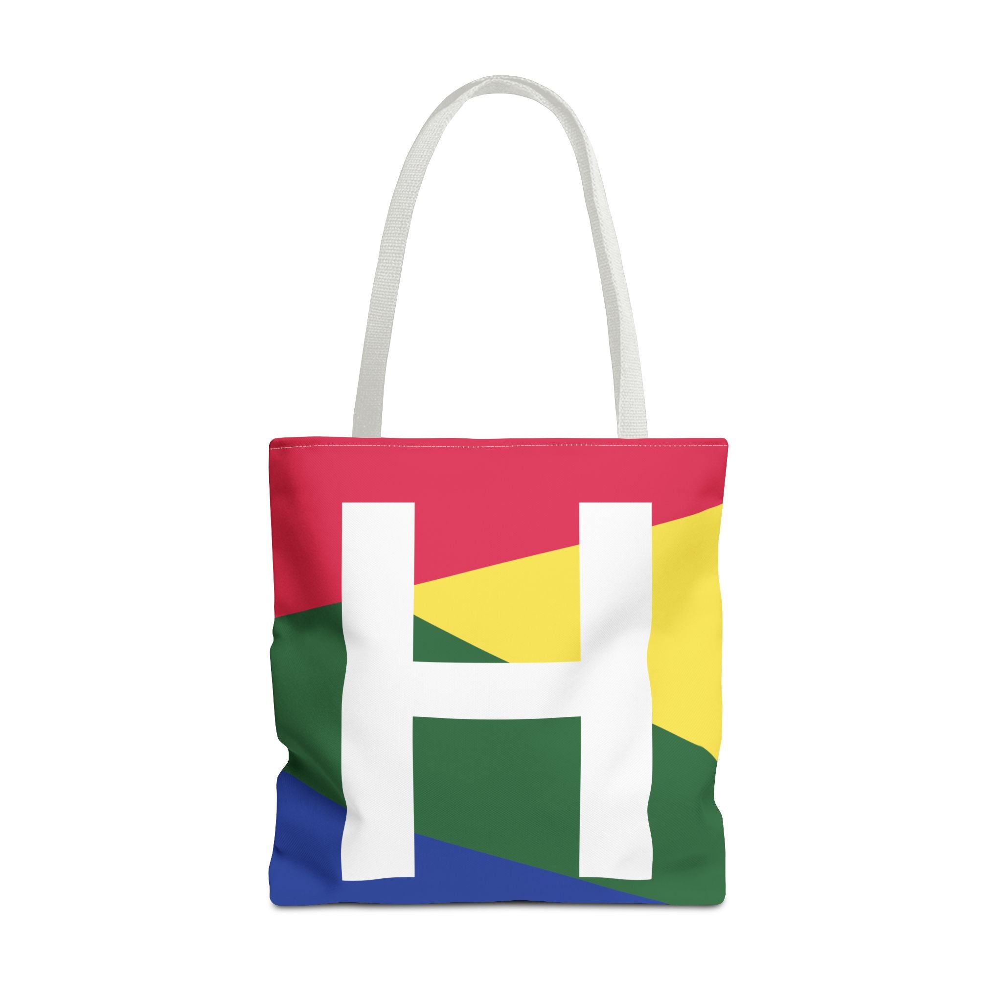 Monogram 'H' Colorblock Tote Bag — Personalized Initial H Shoulder Tote