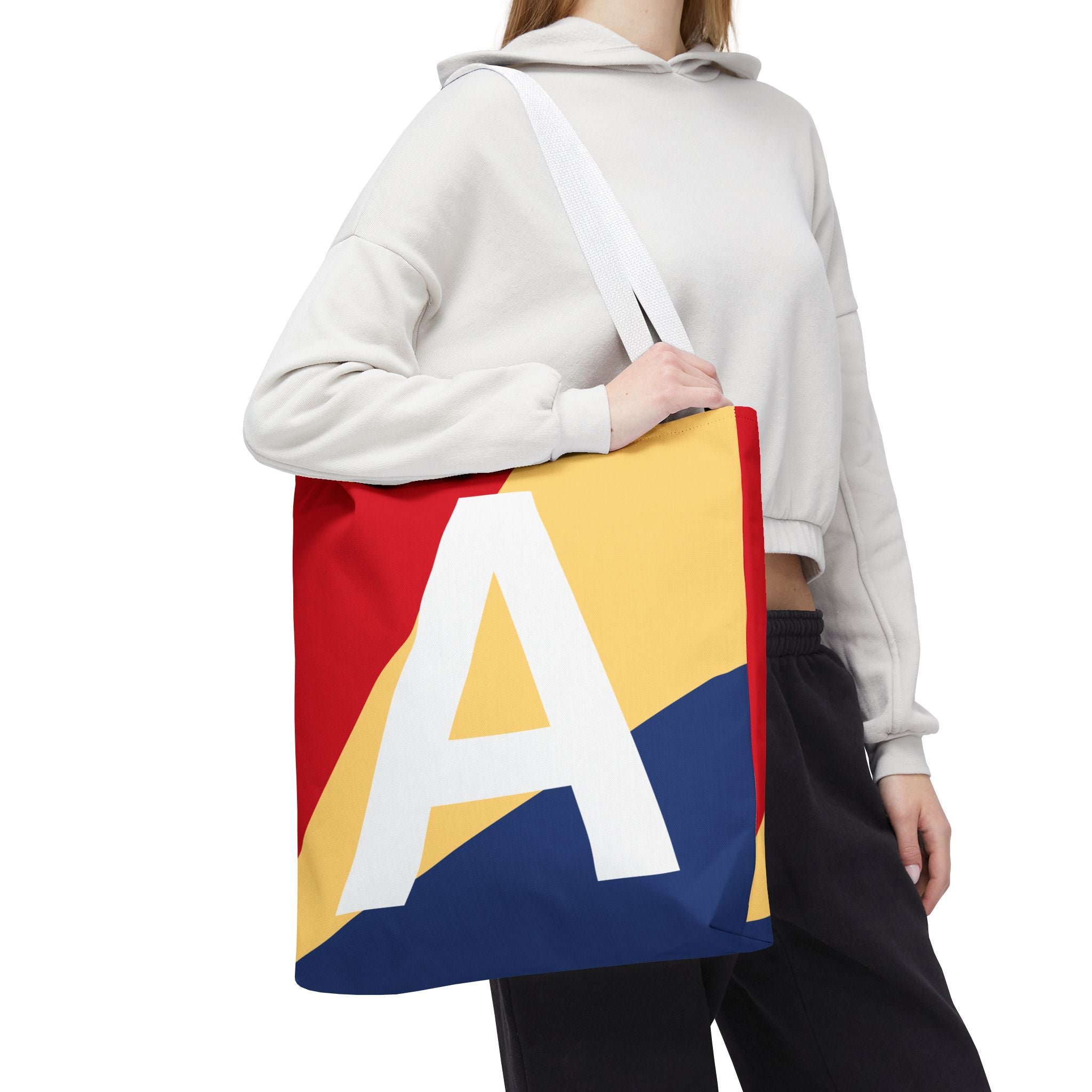 Monogram 'A' Colorblock Tote Bag — Personalized Initial A Shoulder Tote