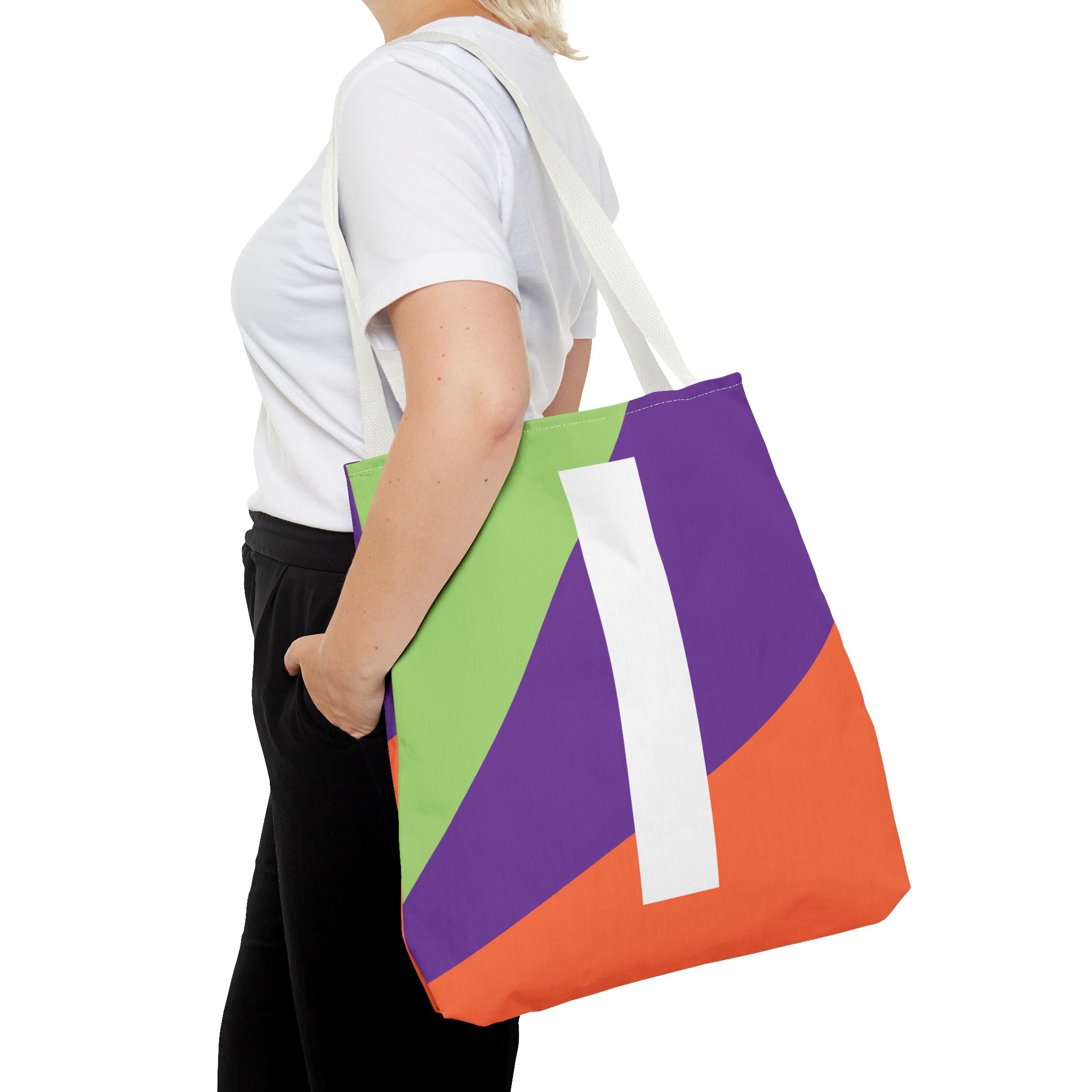 Monogram 'I' Colorblock Tote Bag — Personalized Initial I Shoulder Tote