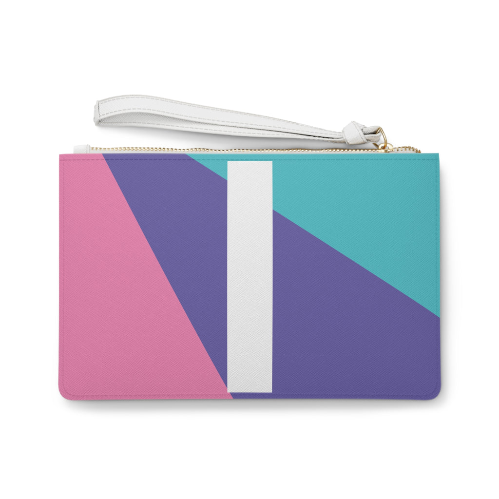 Monogram 'I' Colorblock Clutch Bag — Bold Geometric Wristlet for Everyday & Gifts