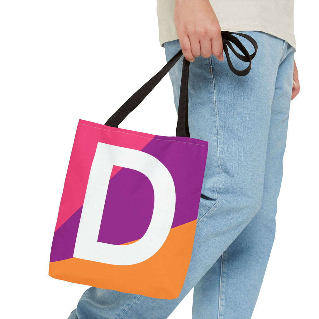 Monogram 'D' Colorblock Tote Bag — Personalized Initial D Shoulder Tote