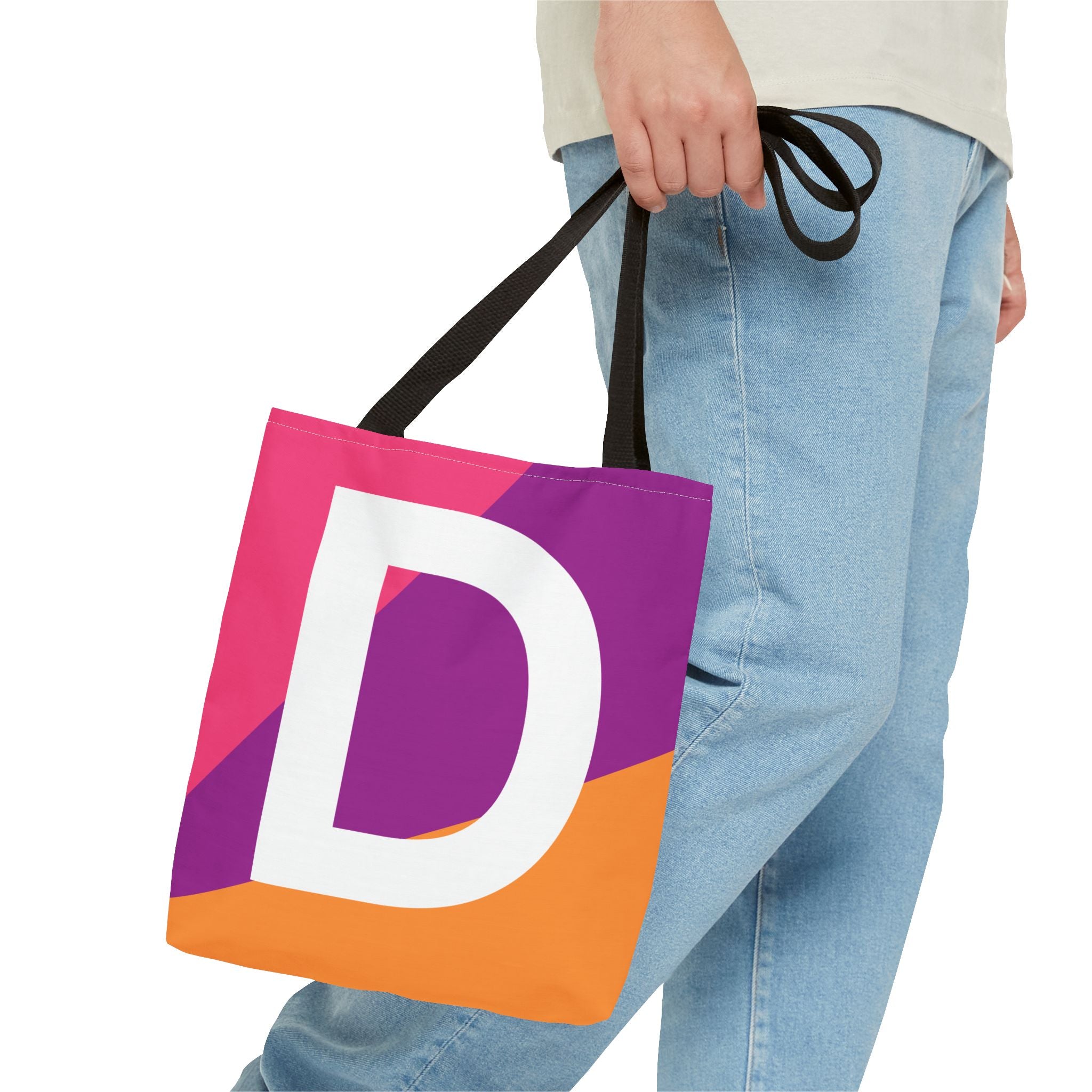 Monogram 'D' Colorblock Tote Bag — Personalized Initial D Shoulder Tote