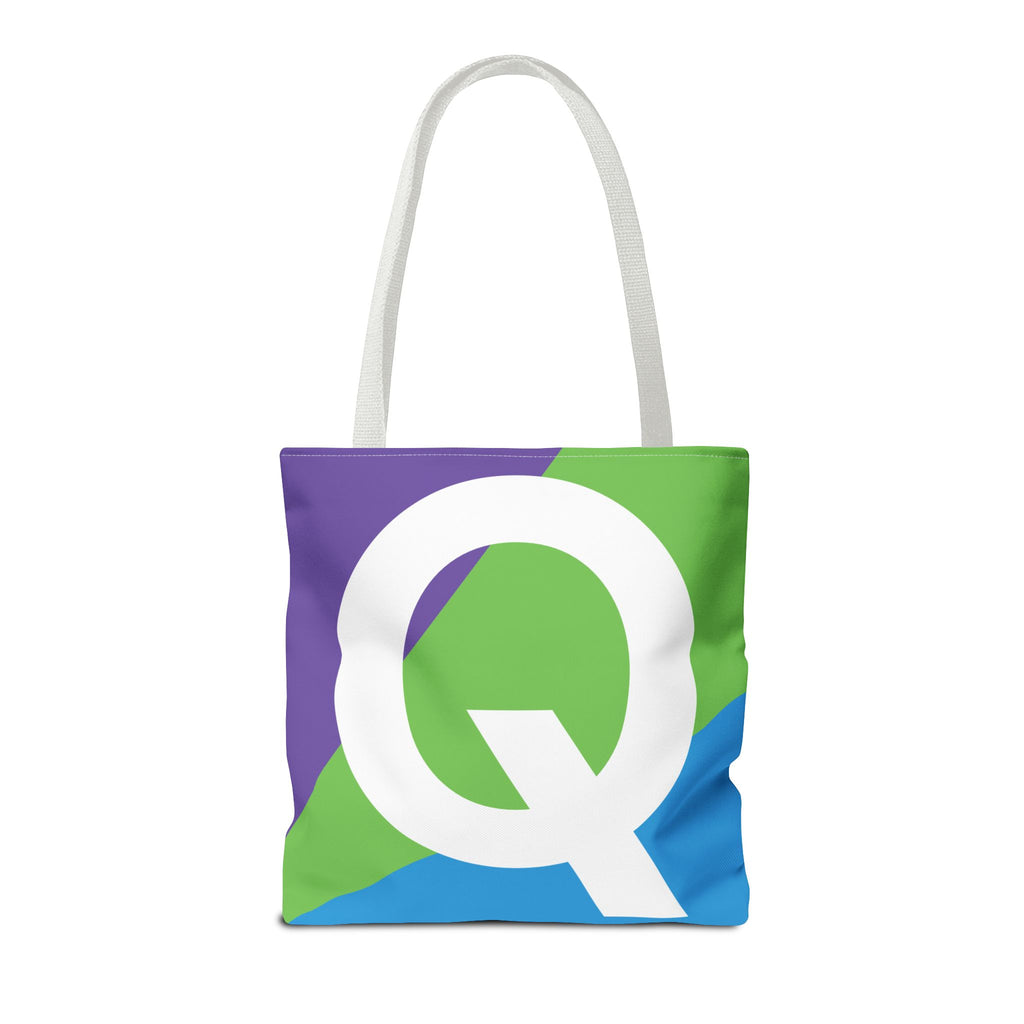 Monogram 'Q' Colorblock Tote Bag — Personalized Initial Q Shoulder Tote