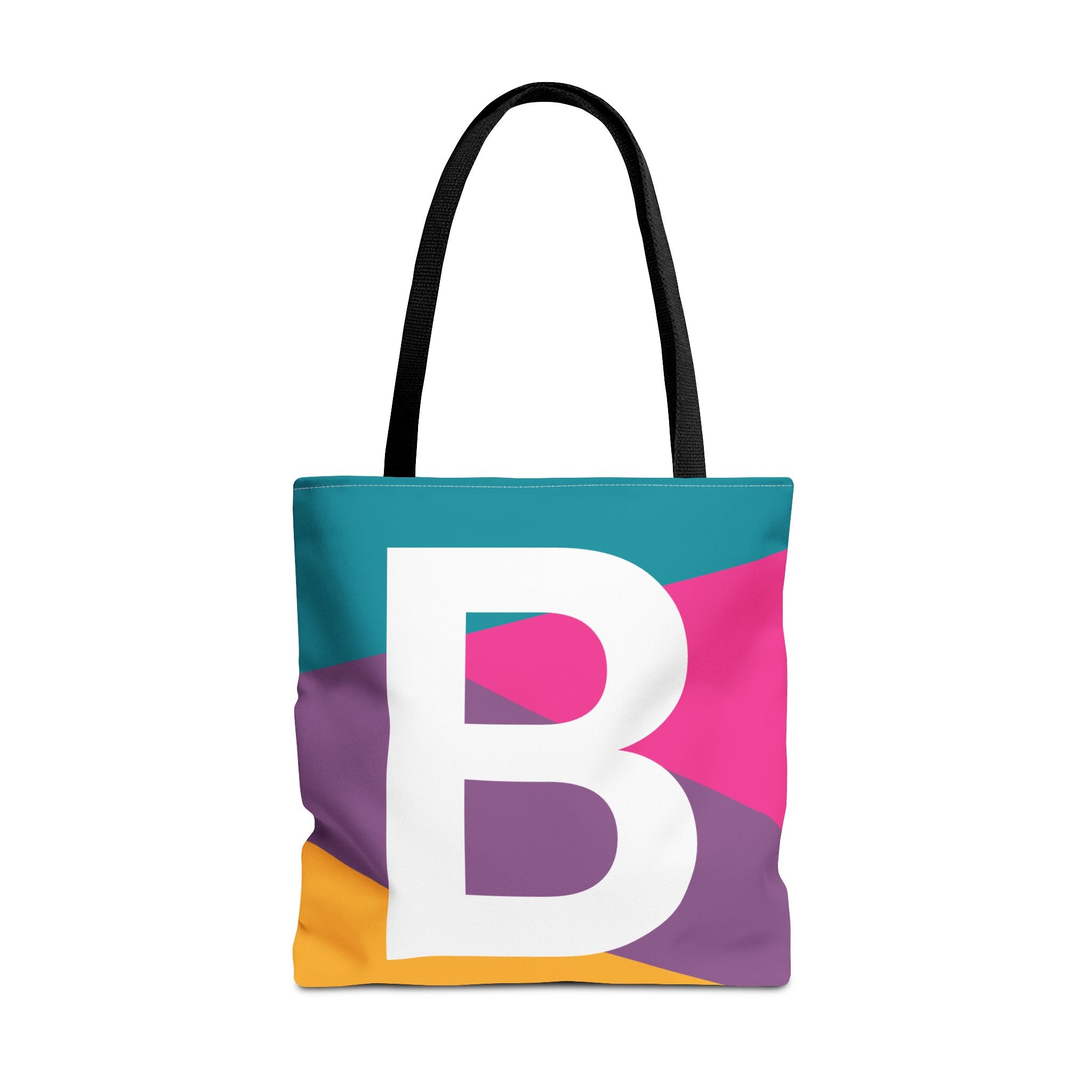 Monogram 'B' Colorblock Tote Bag — Personalized Initial A Shoulder Tote