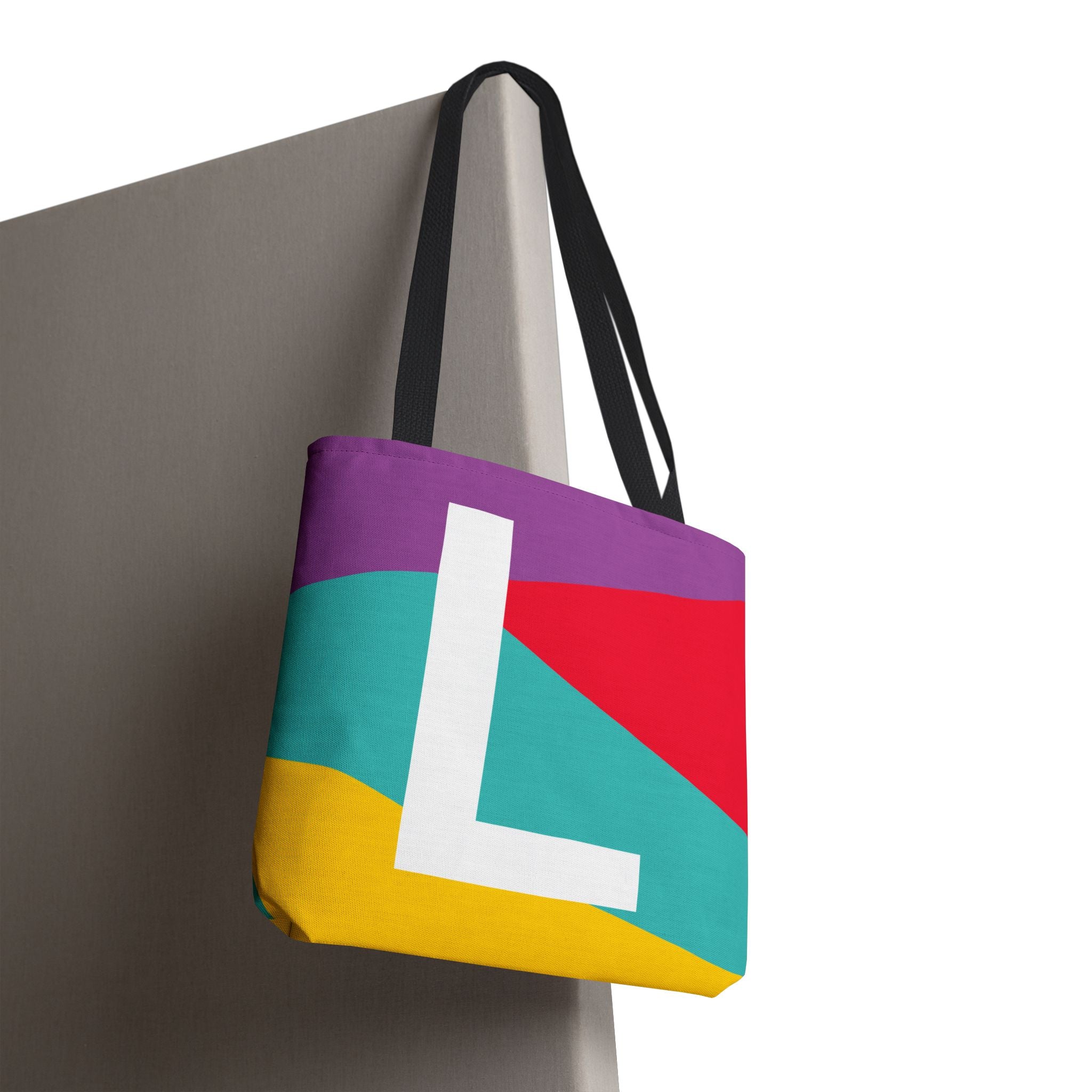 Monogram 'L' Colorblock Tote Bag — Personalized Initial L Shoulder Tote